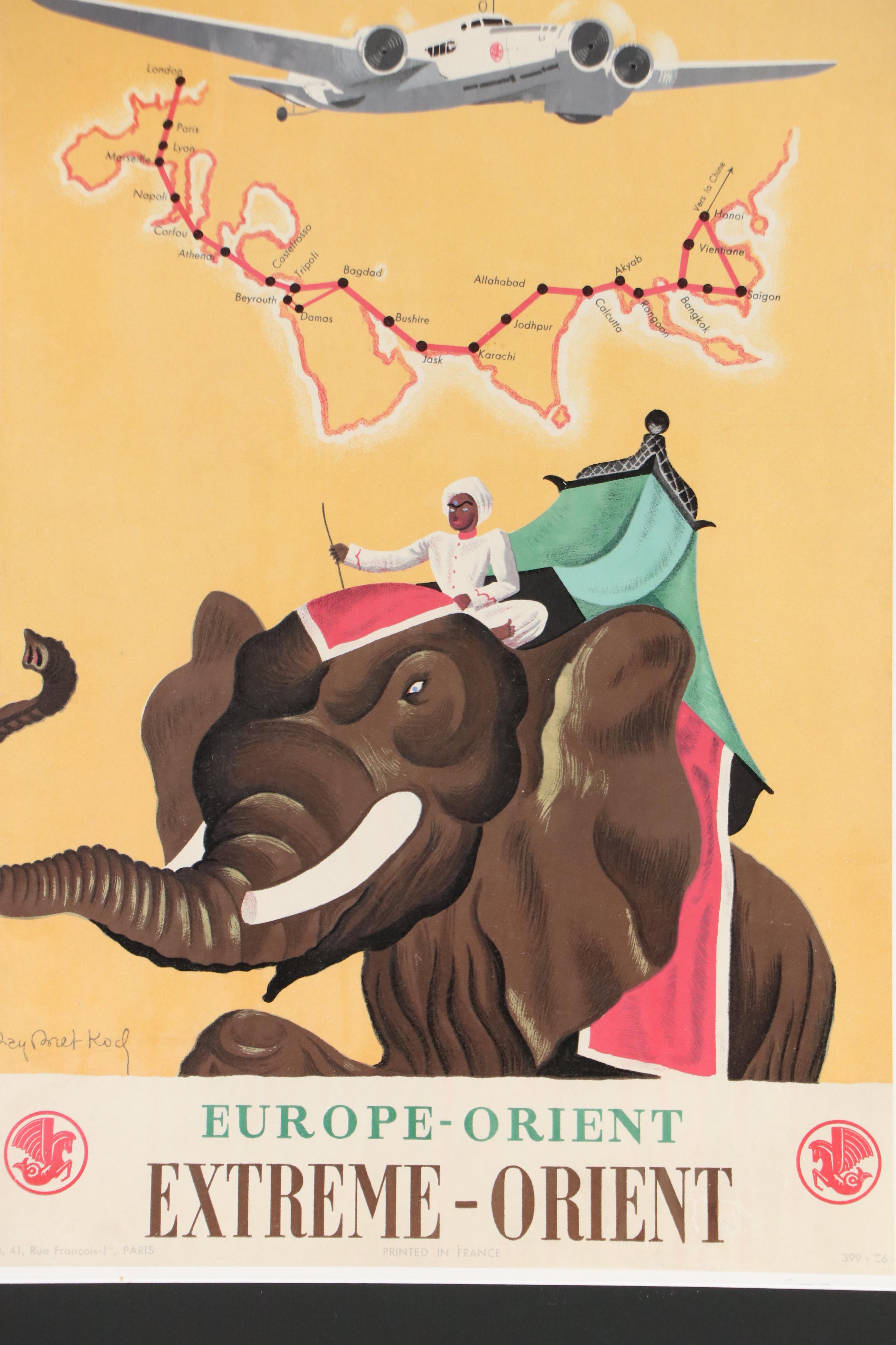 Air France Color Lithograph Poster After Ray Bret Koch, Early to Mid-20th C.