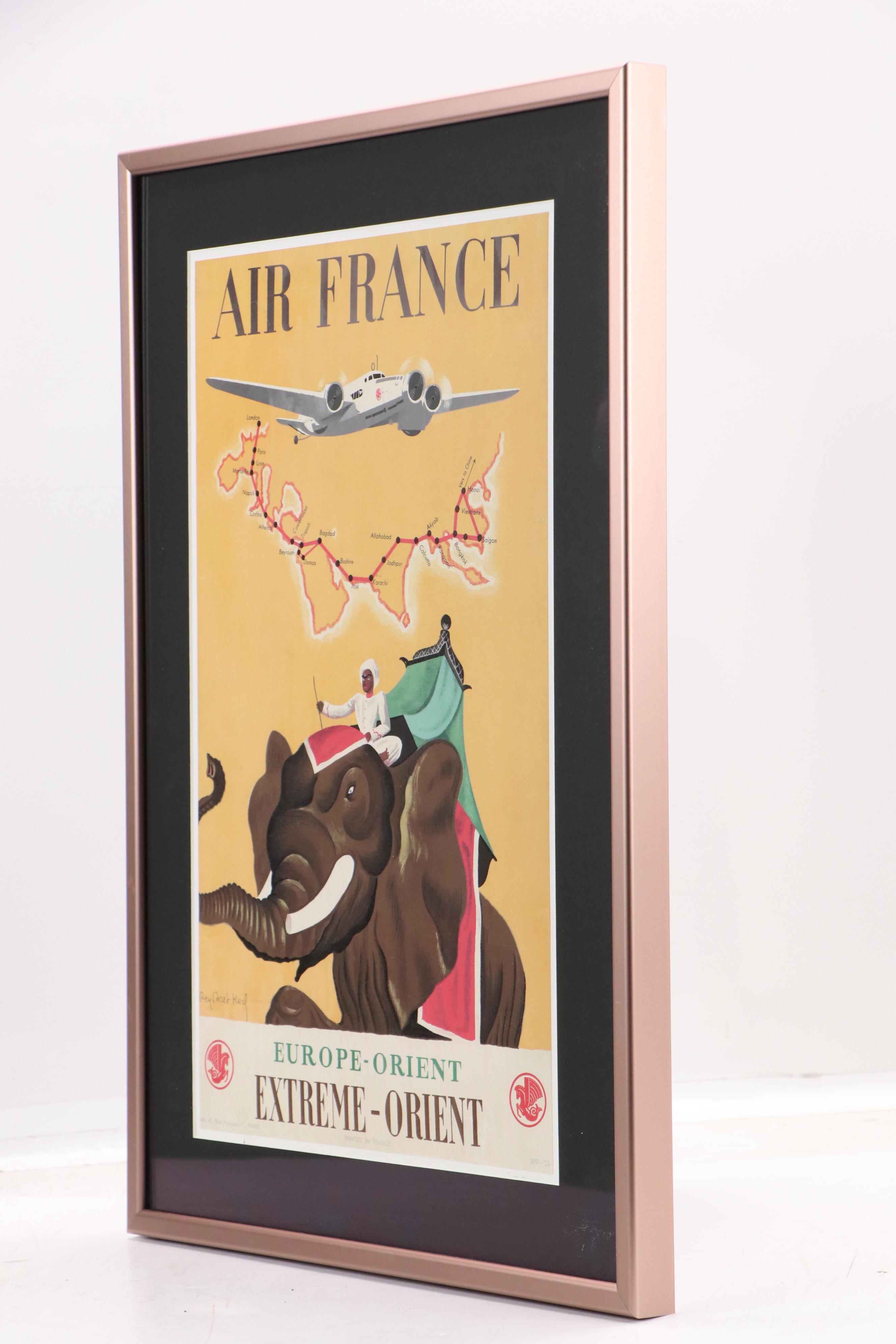 Air France Color Lithograph Poster After Ray Bret Koch, Early to Mid-20th C.