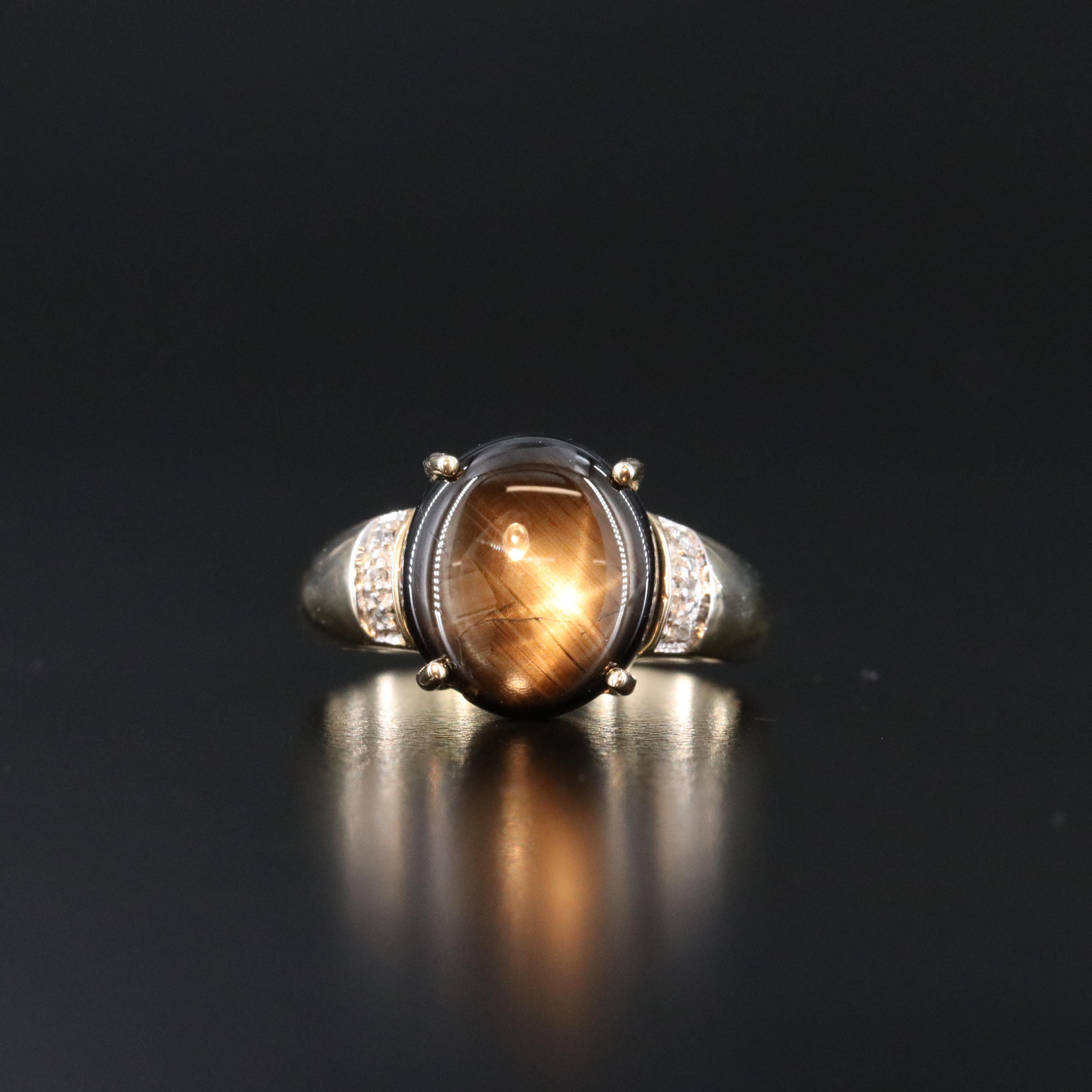 9K Star Sapphire and White Zircon Ring