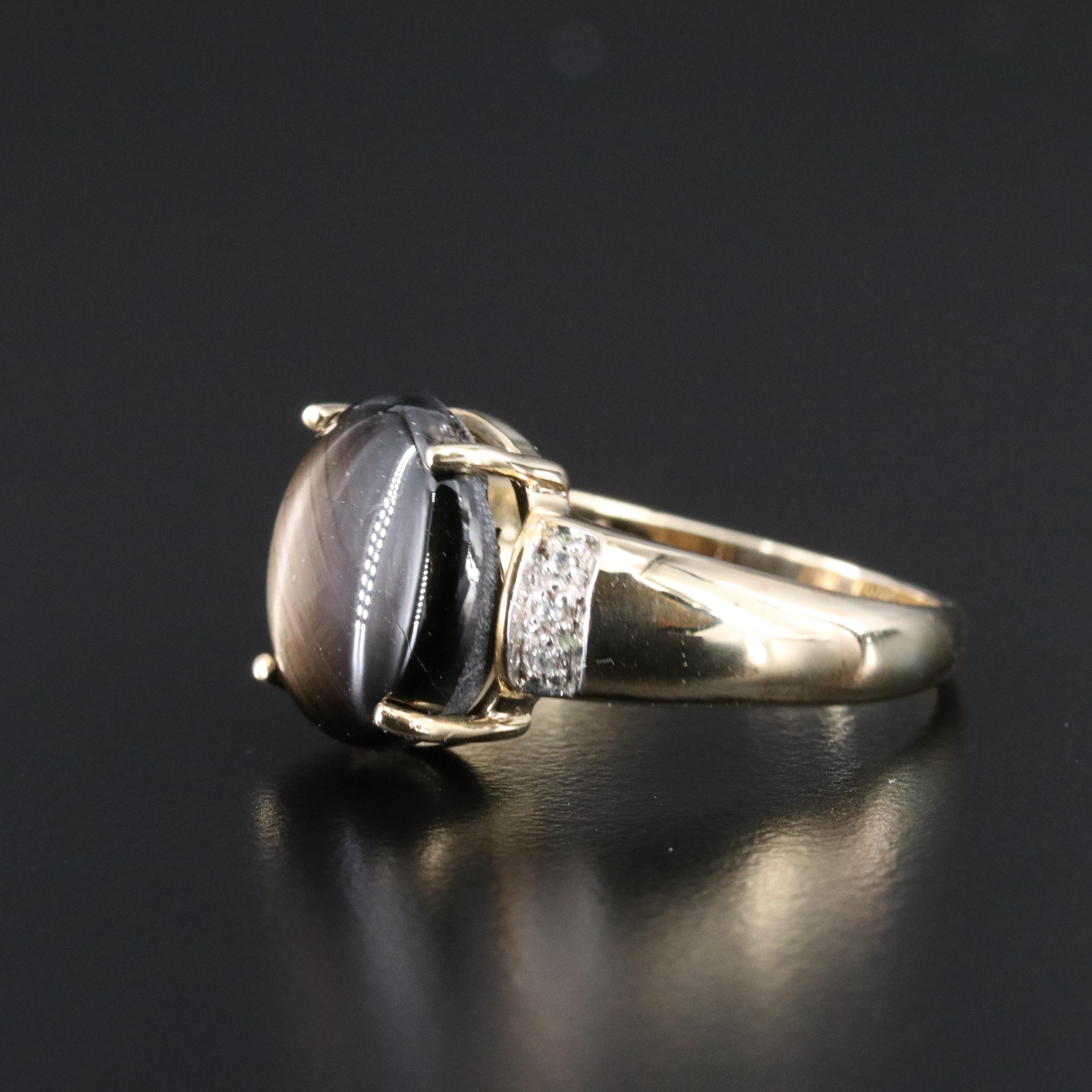 9K Star Sapphire and White Zircon Ring