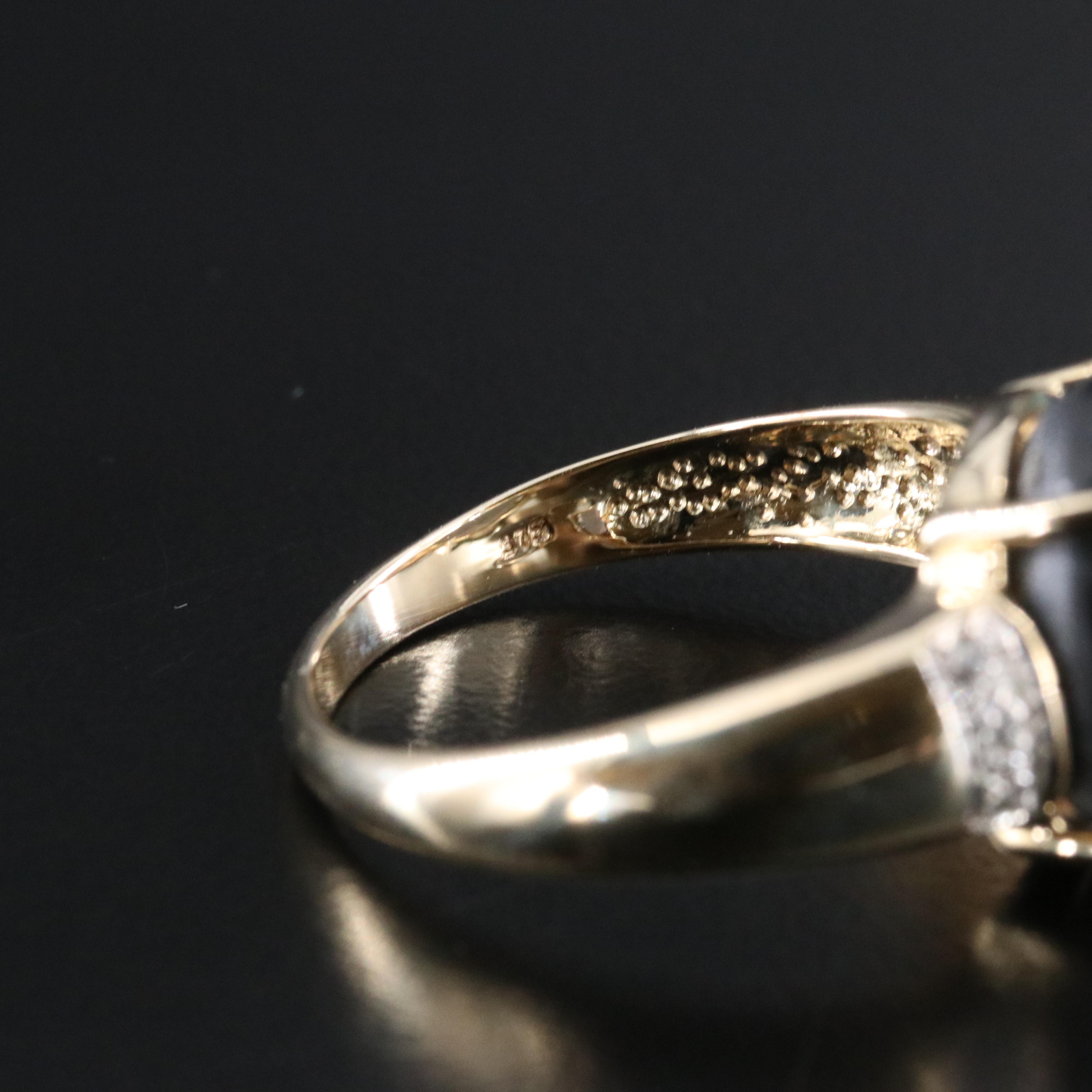 9K Star Sapphire and White Zircon Ring