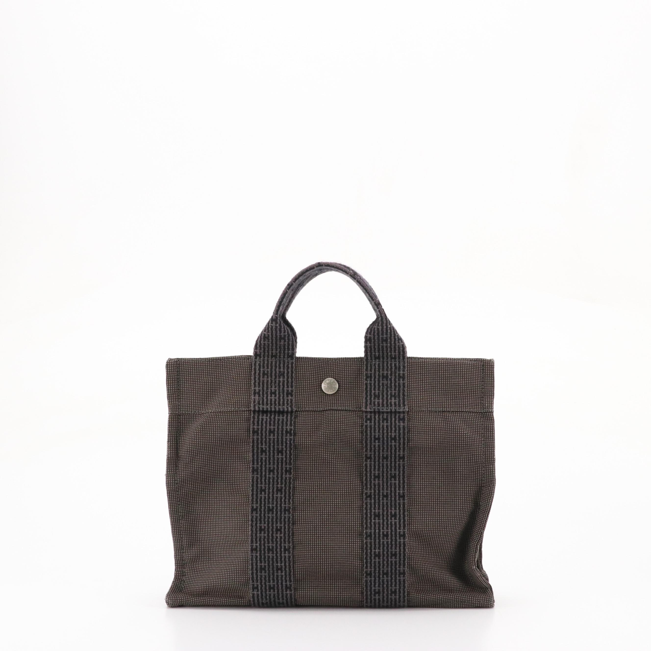 Hermès Herline Fourre-Tout PM Zip Tote in Grey Nylon Canvas