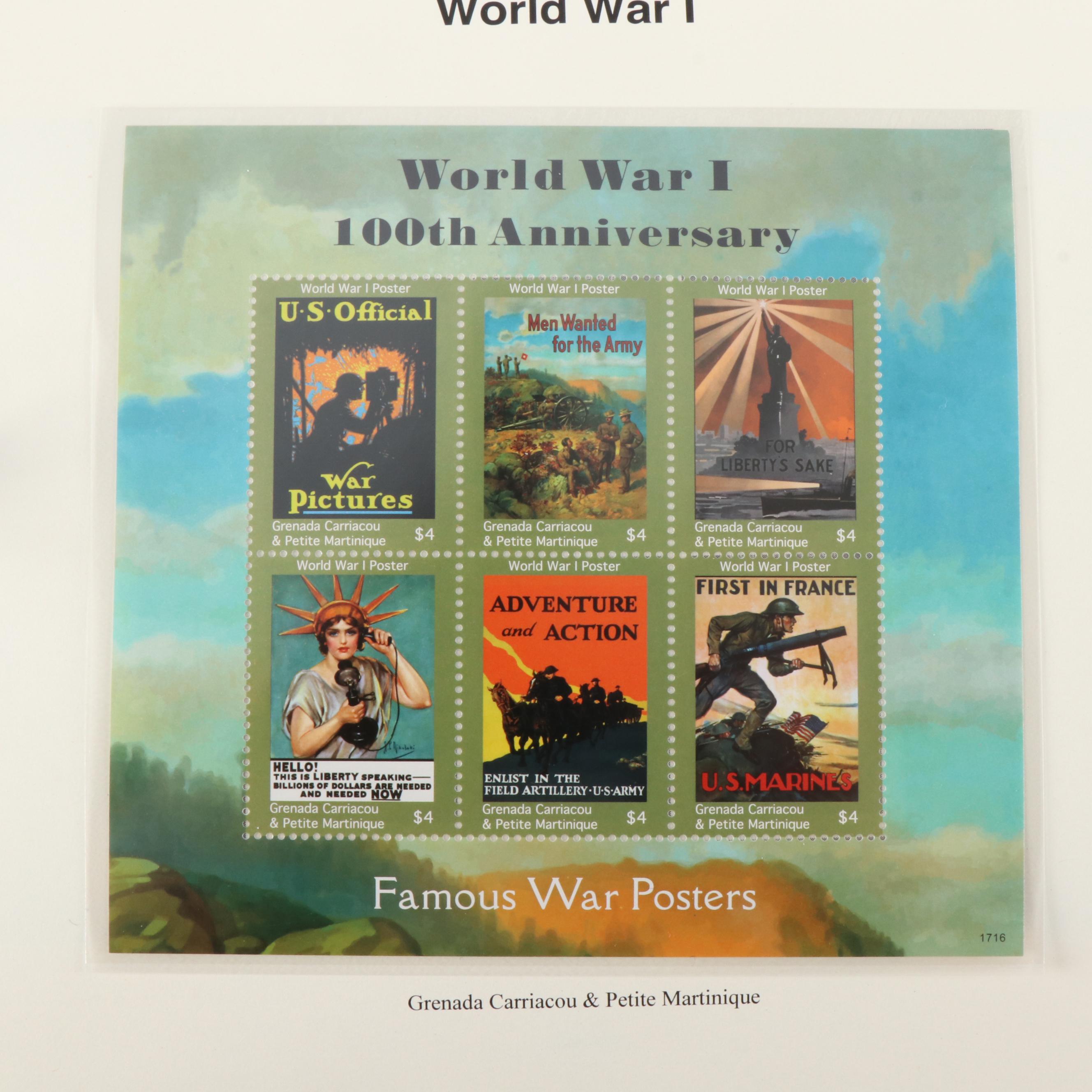 Five Albums of Themed Commemorative Mint Condition Postage Stamps