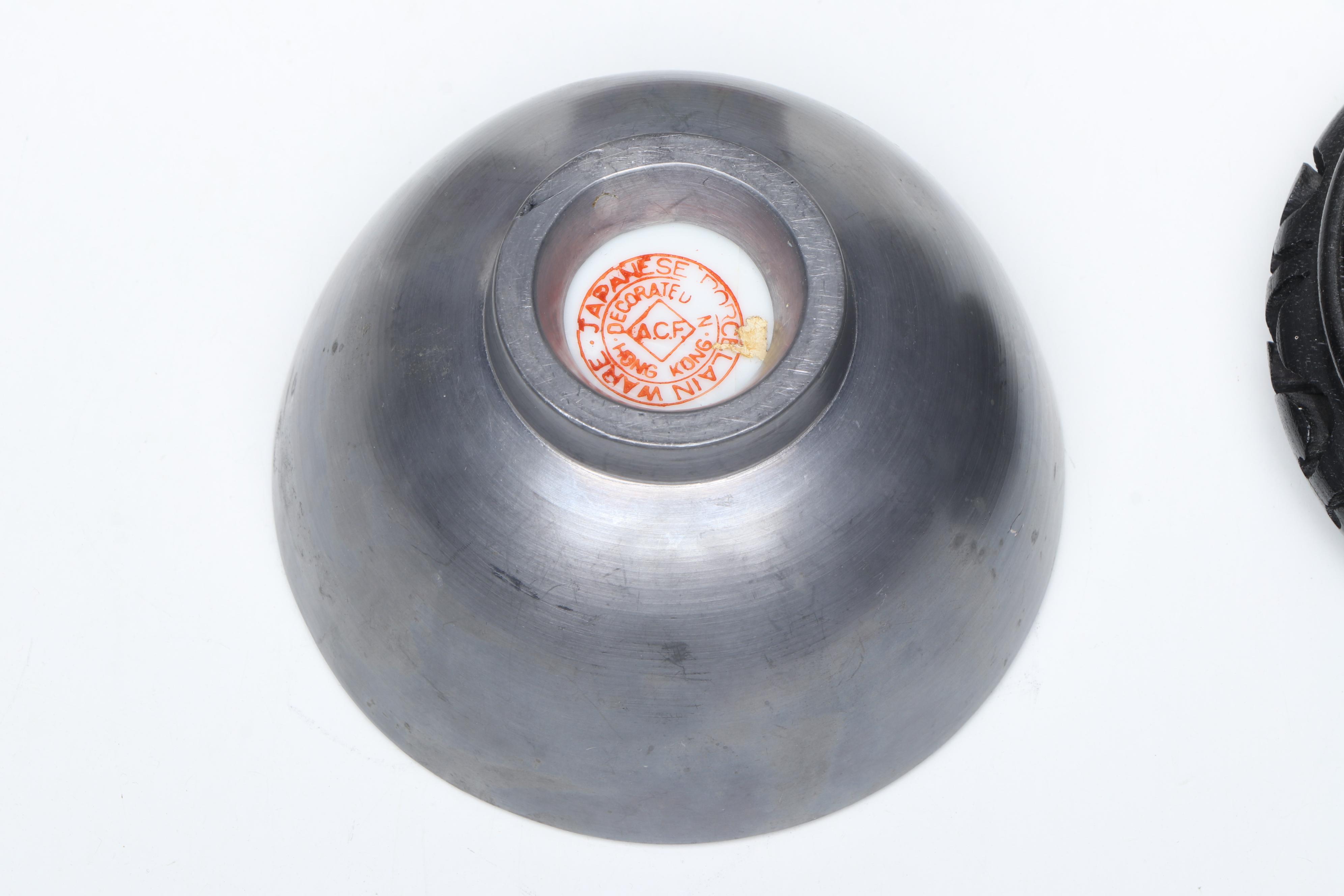 Famille Rose Porcelain Vases with Famille Verte Porcelain Ashtray and Bowl