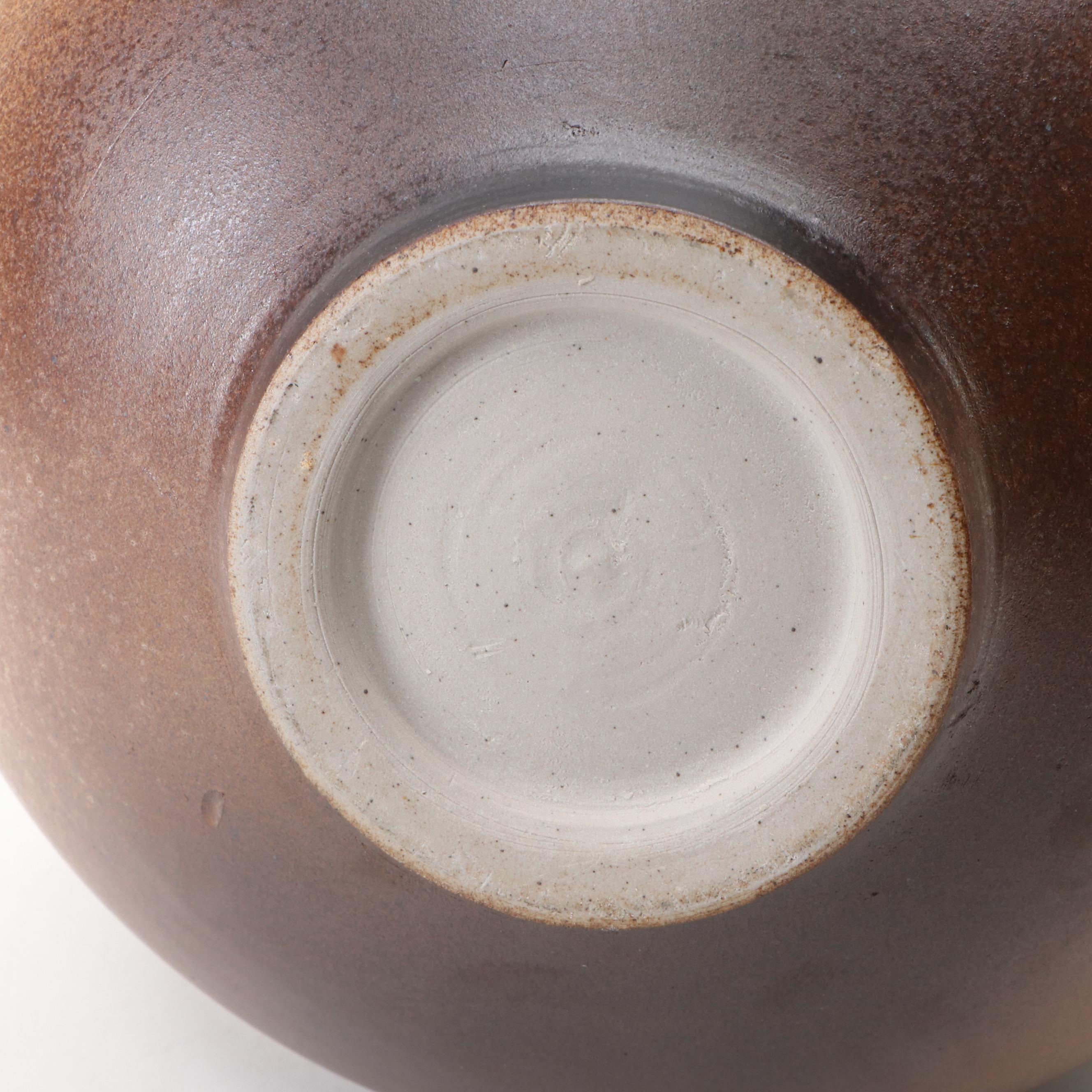 Polo Ramirez Pinched Bulb Pot with Serpent Handle Art Pottery Textured Vase