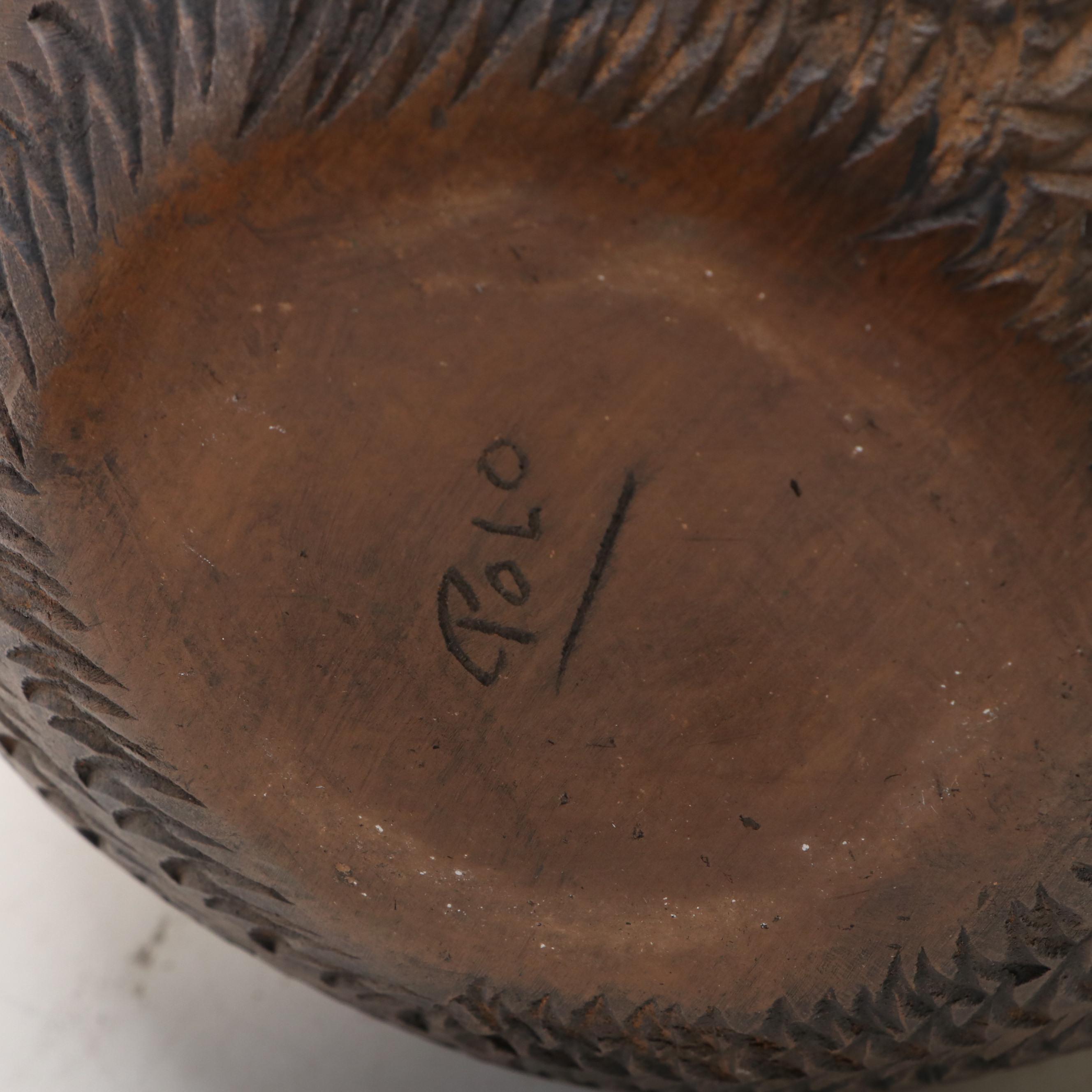 Polo Ramirez Pinched Bulb Pot with Serpent Handle Art Pottery Textured Vase