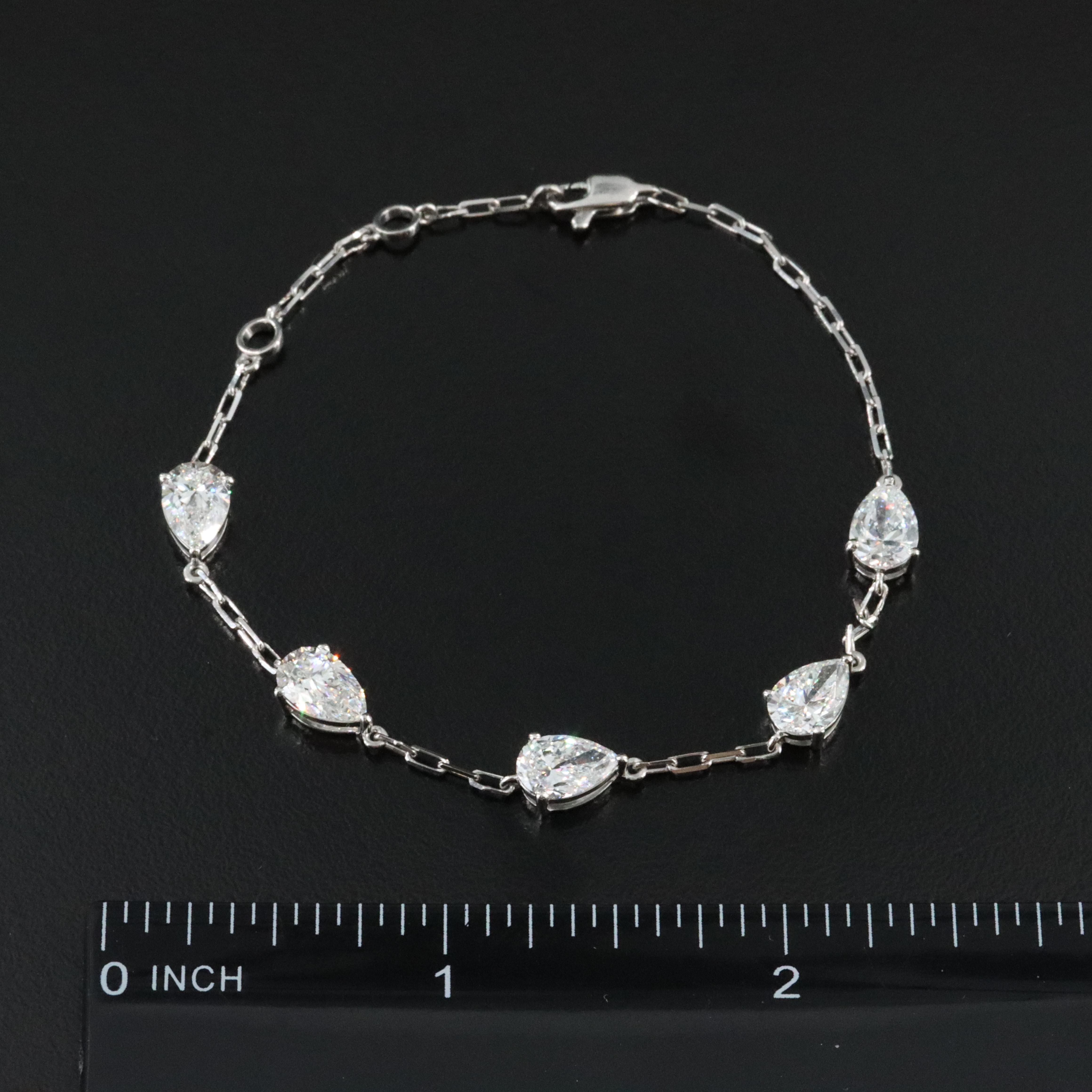 Platinum 4.18 CTW Lab Grown Diamond Station Bracelet