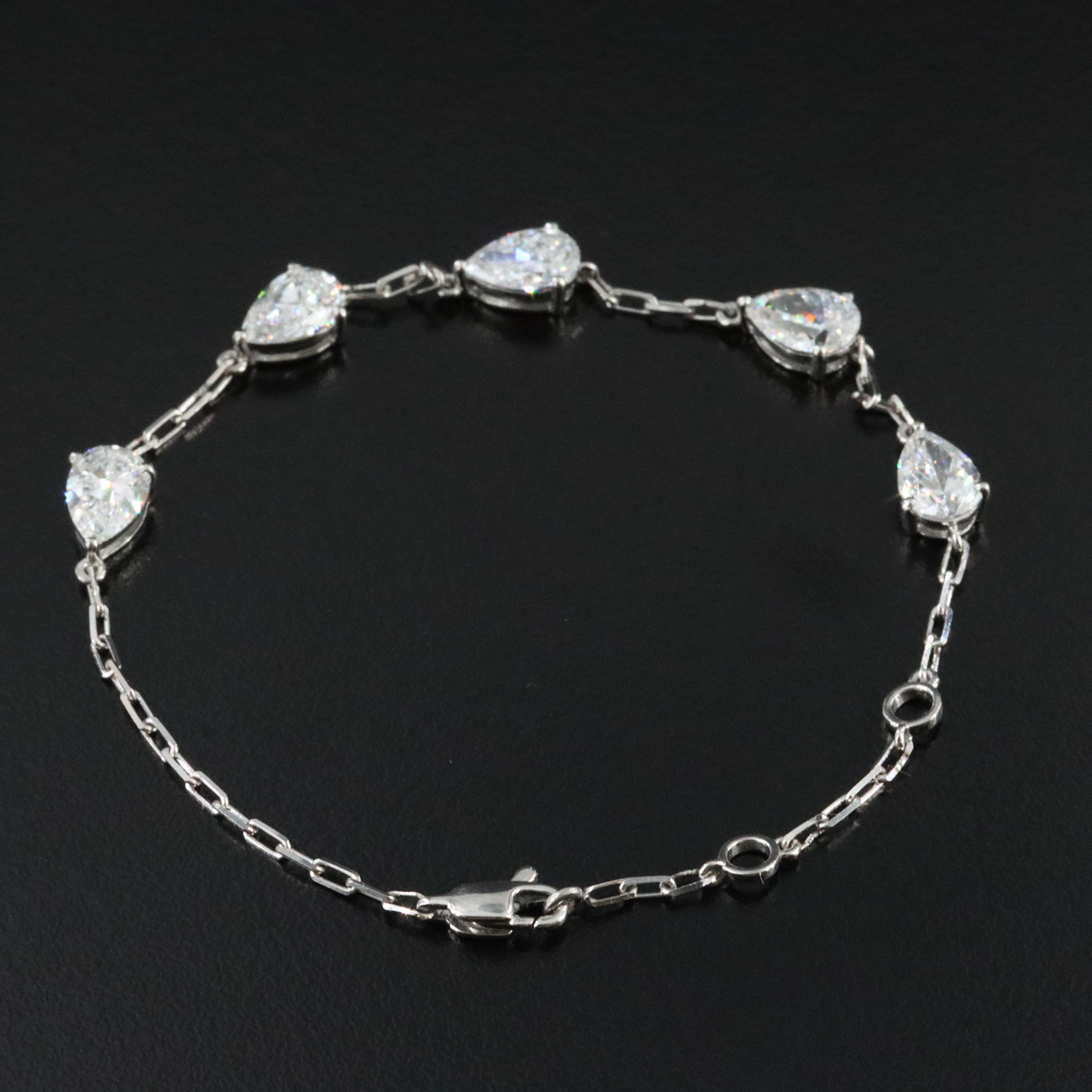 Platinum 4.18 CTW Lab Grown Diamond Station Bracelet