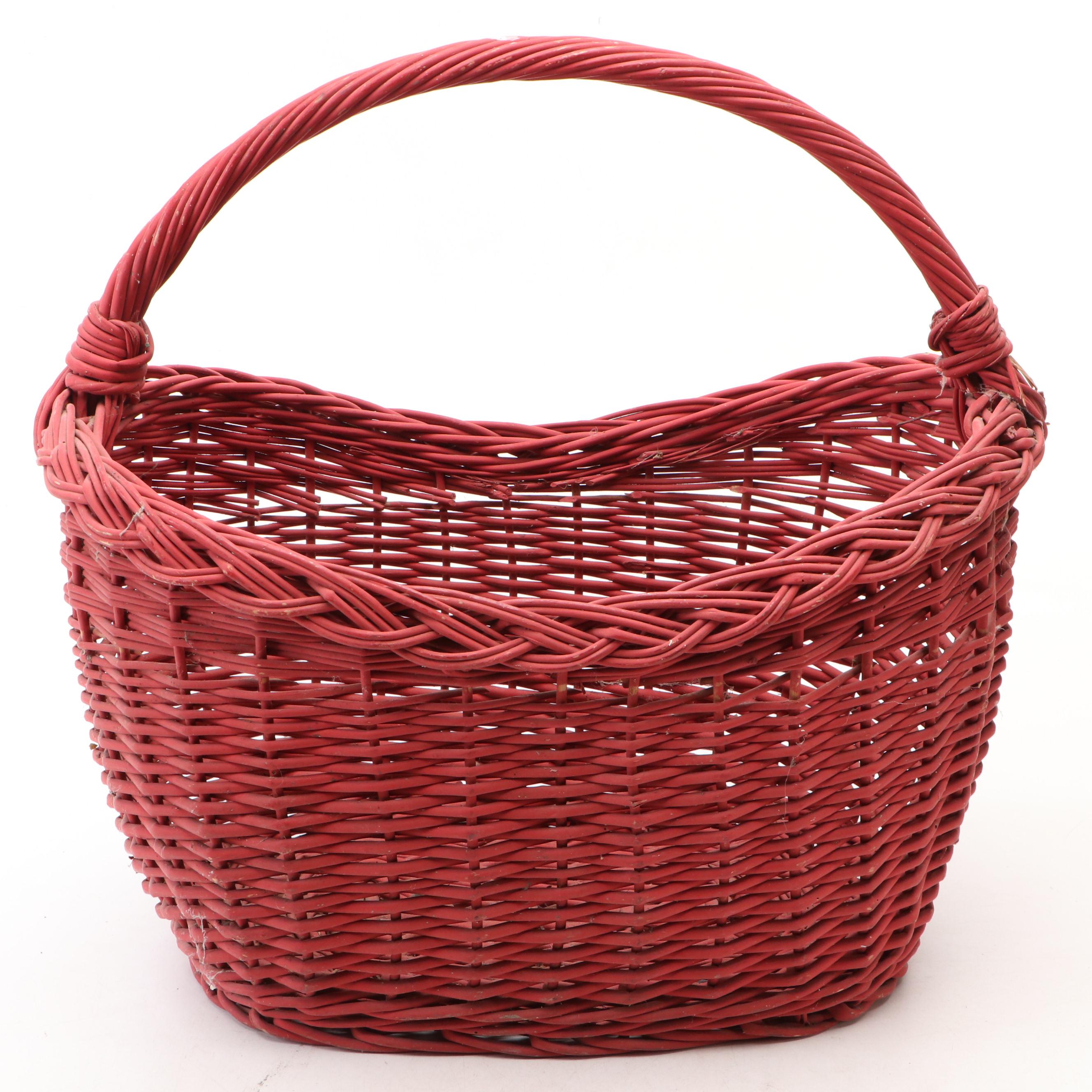 American Primitive Style Woven Wood Baskets, 20th Century