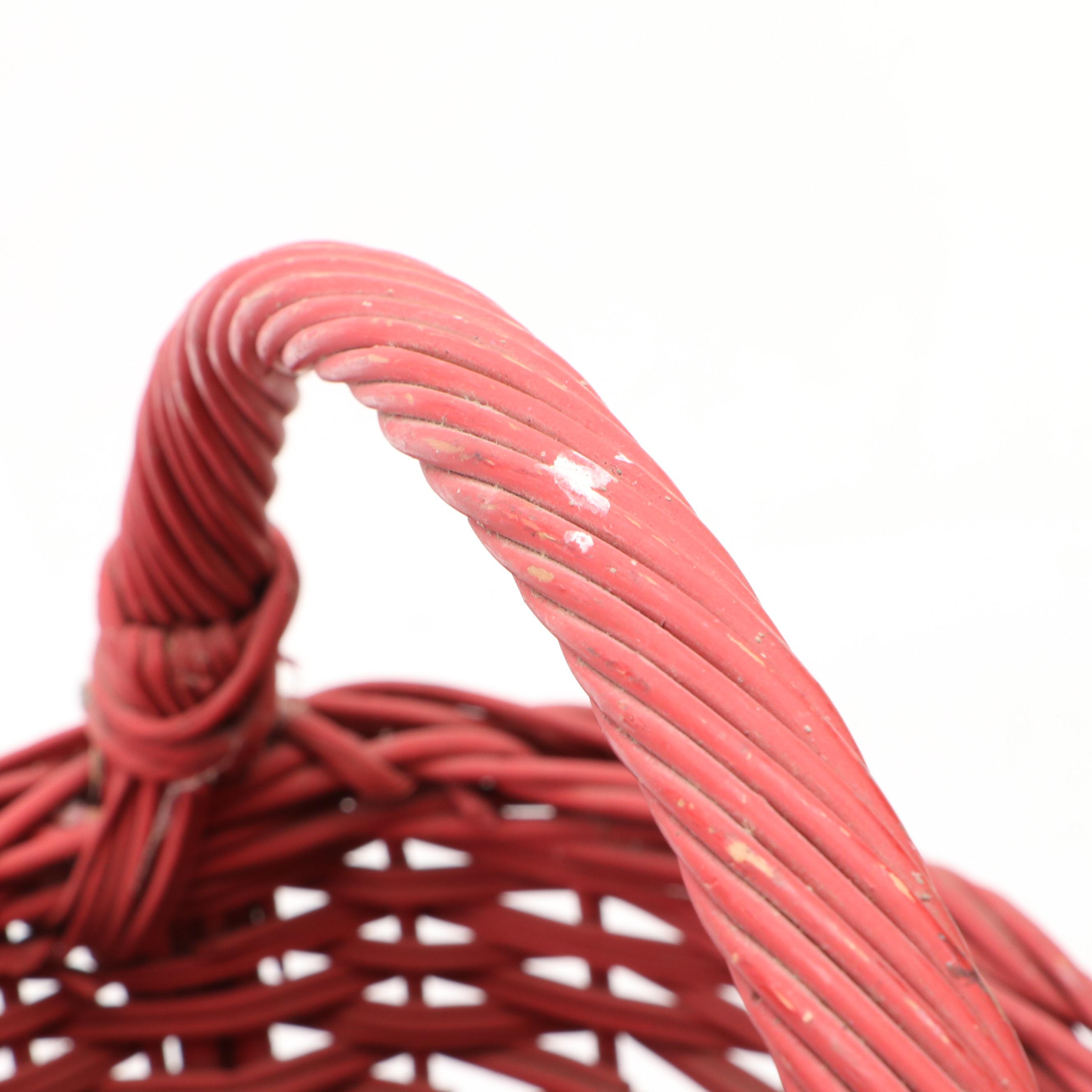 American Primitive Style Woven Wood Baskets, 20th Century