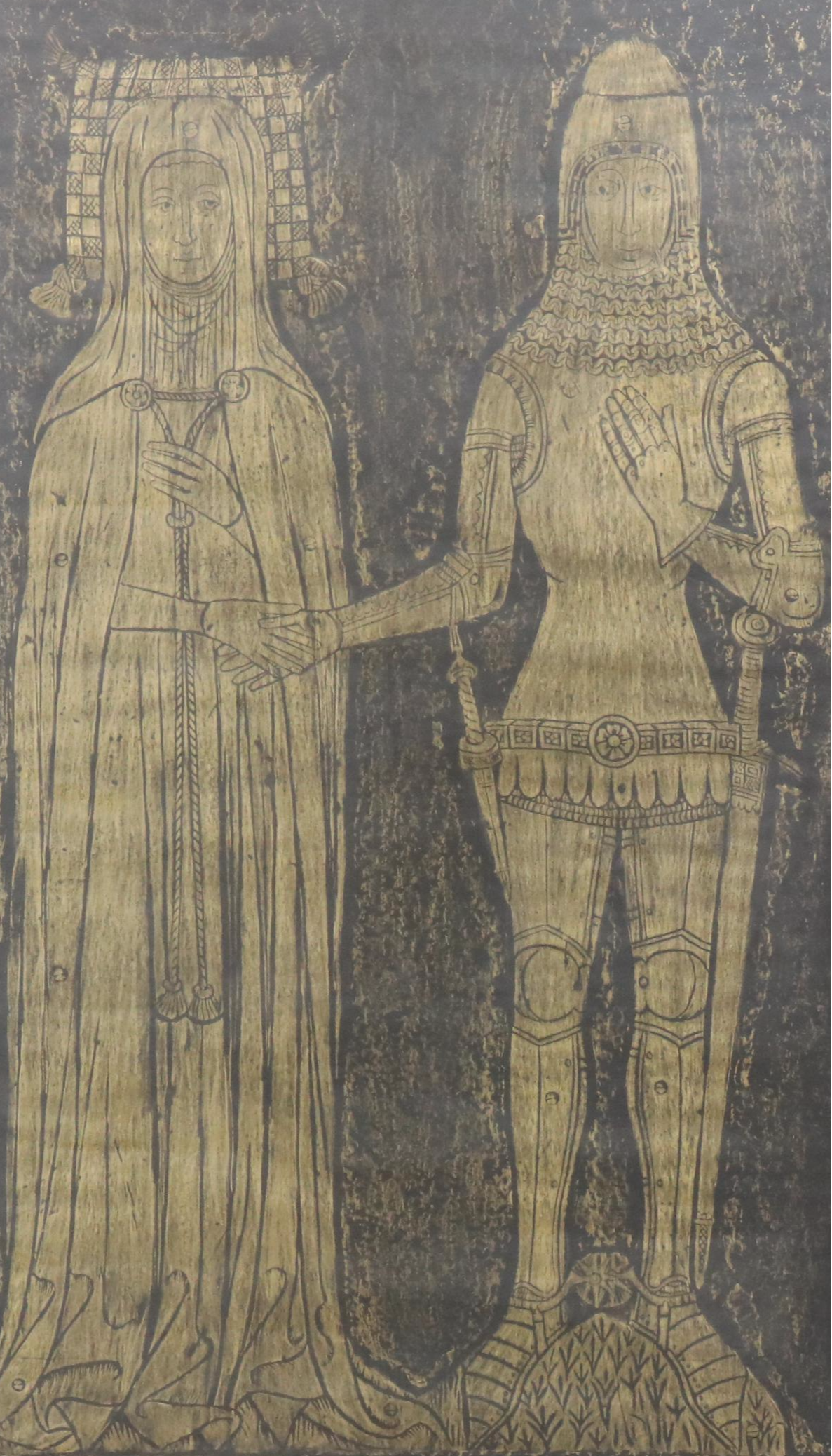 Medieval Tomb Rubbing of Knight and Lady