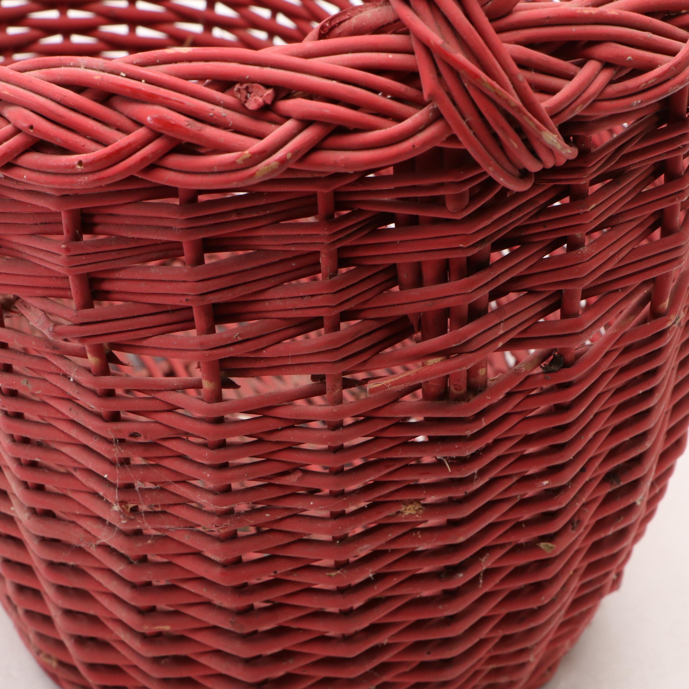 American Primitive Style Woven Wood Baskets, 20th Century