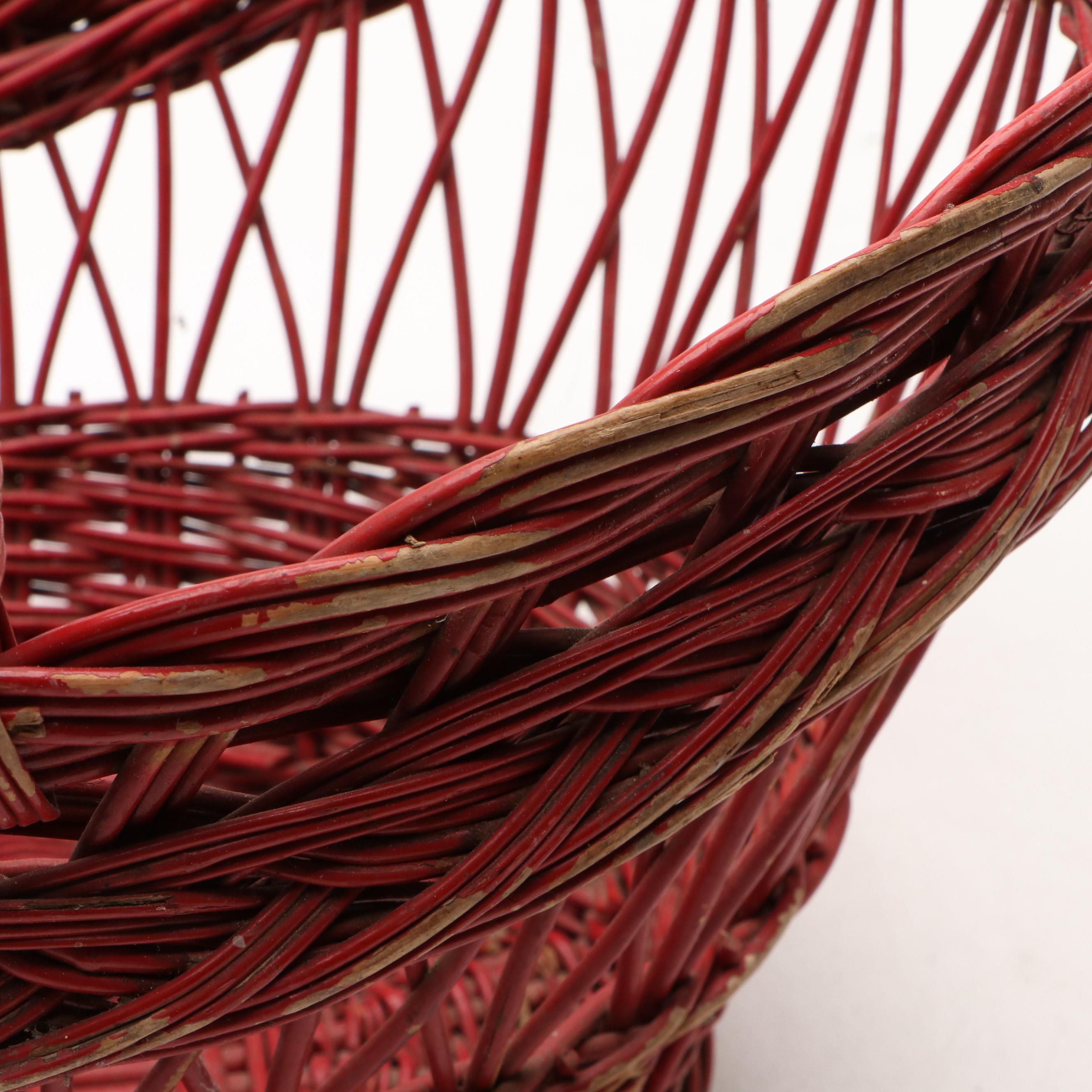 American Primitive Style Woven Wood Baskets, 20th Century