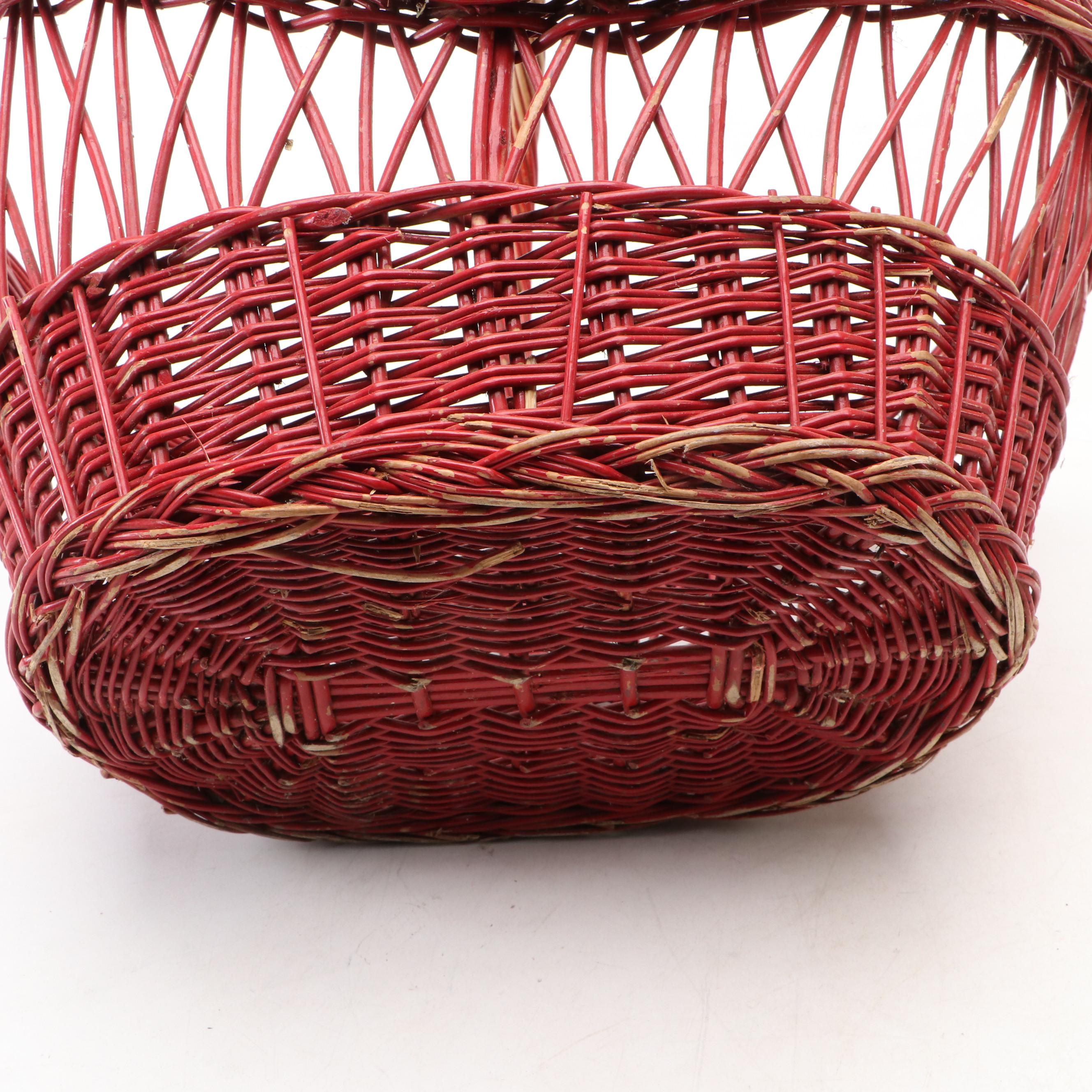 American Primitive Style Woven Wood Baskets, 20th Century