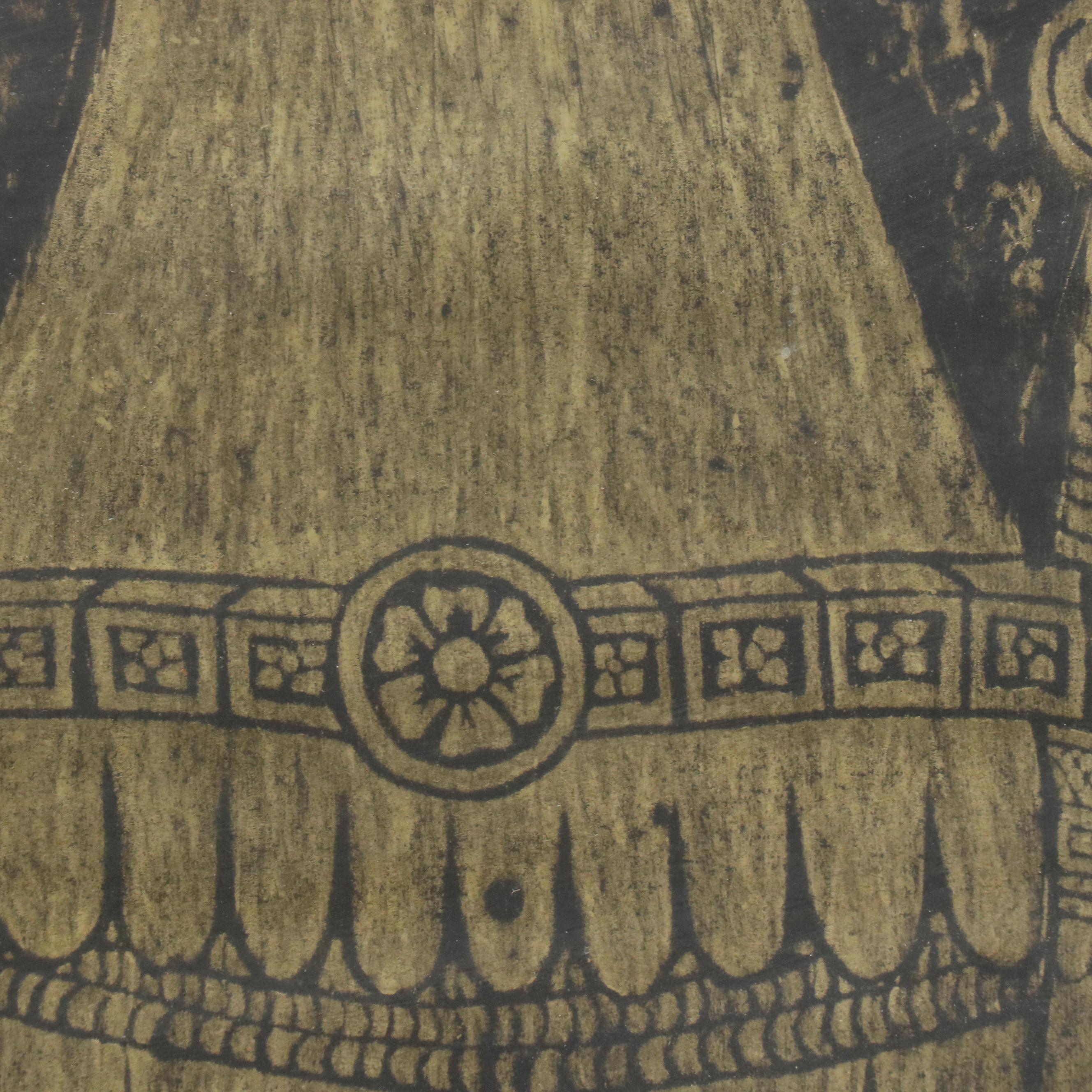 Medieval Tomb Rubbing of Knight and Lady