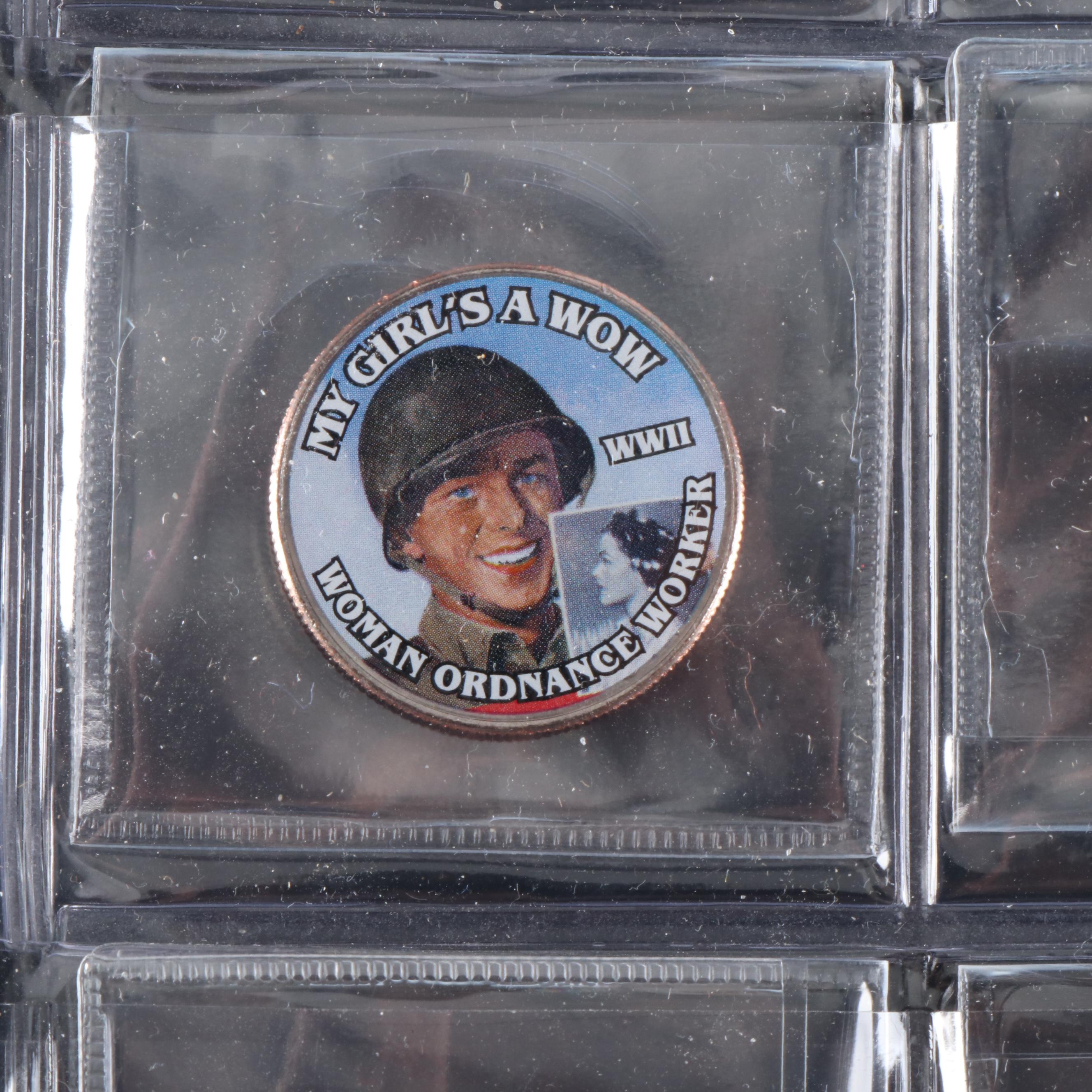 Seven Albums of 256 Commemorative Coins, Various Subjects