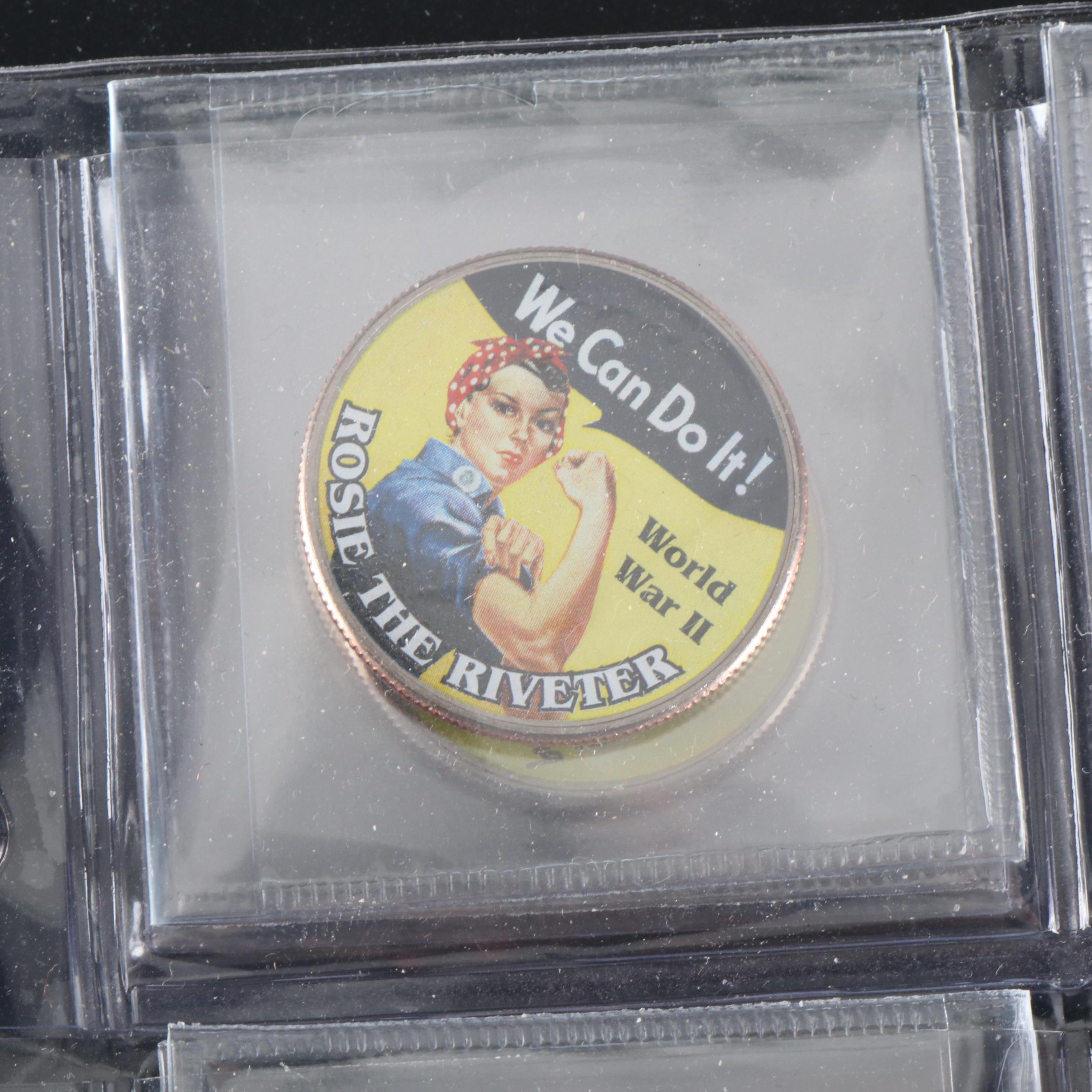 Seven Albums of 256 Commemorative Coins, Various Subjects