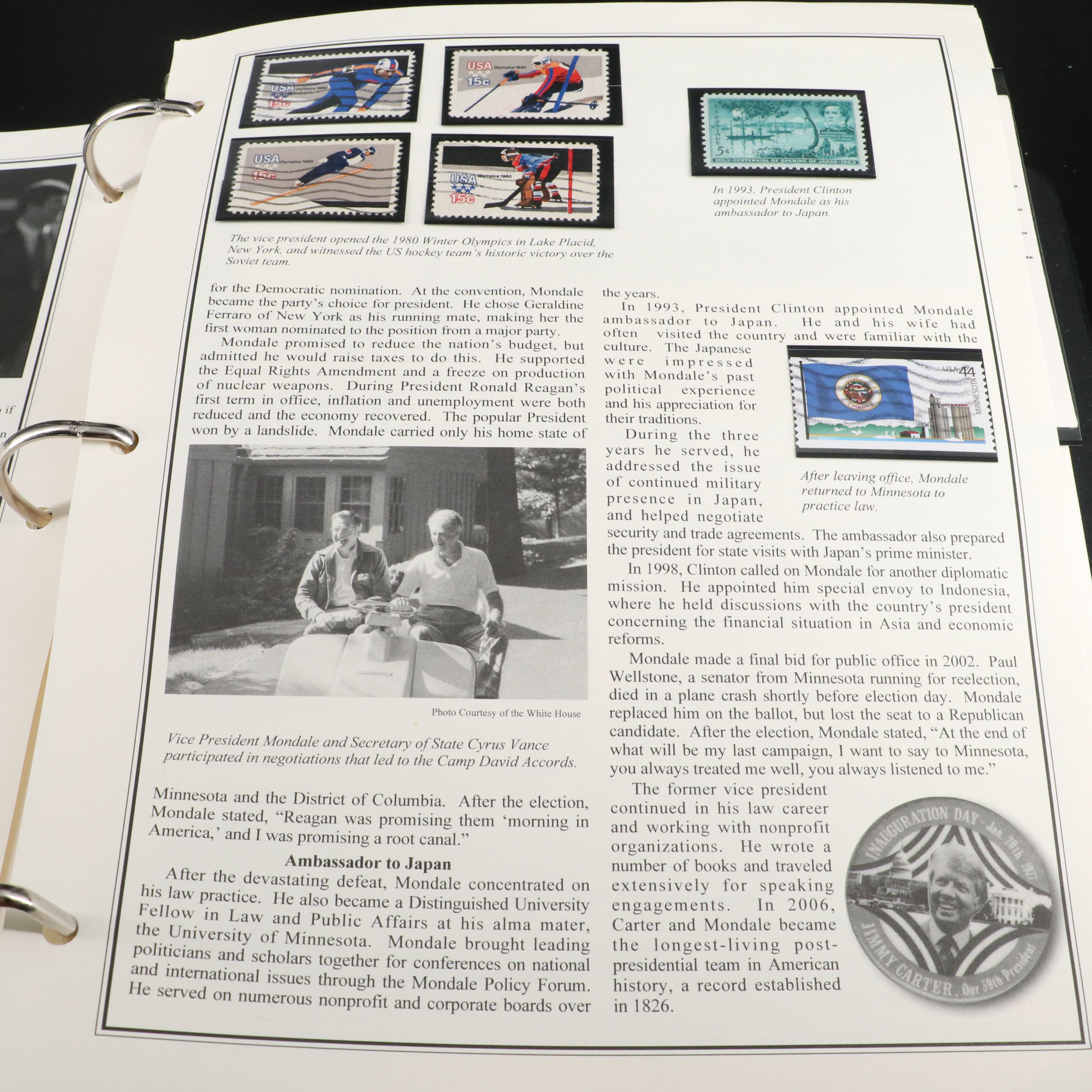 "The Presidential Inaugural Collection" Postal Cover and Stamp Album