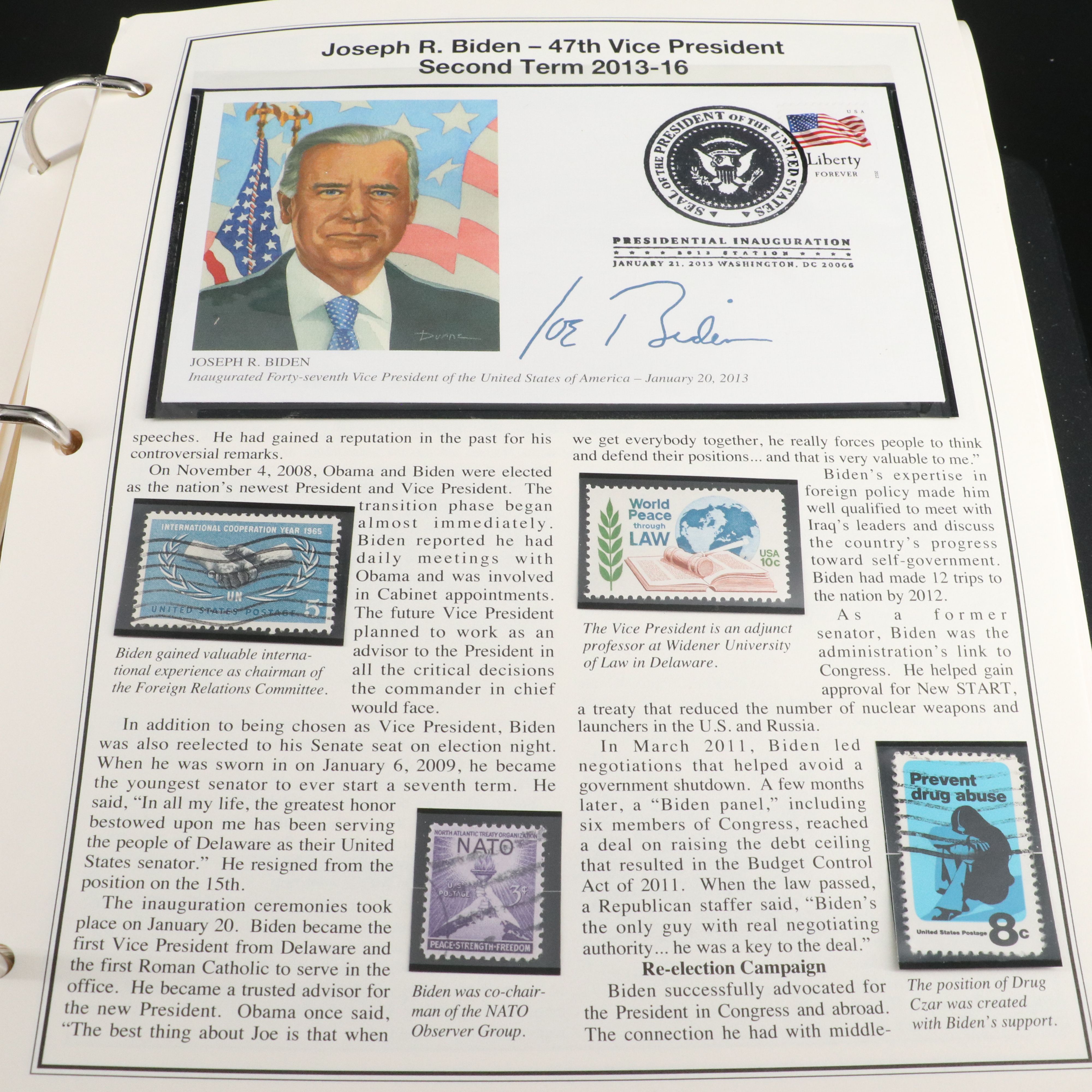 "The Presidential Inaugural Collection" Postal Cover and Stamp Album