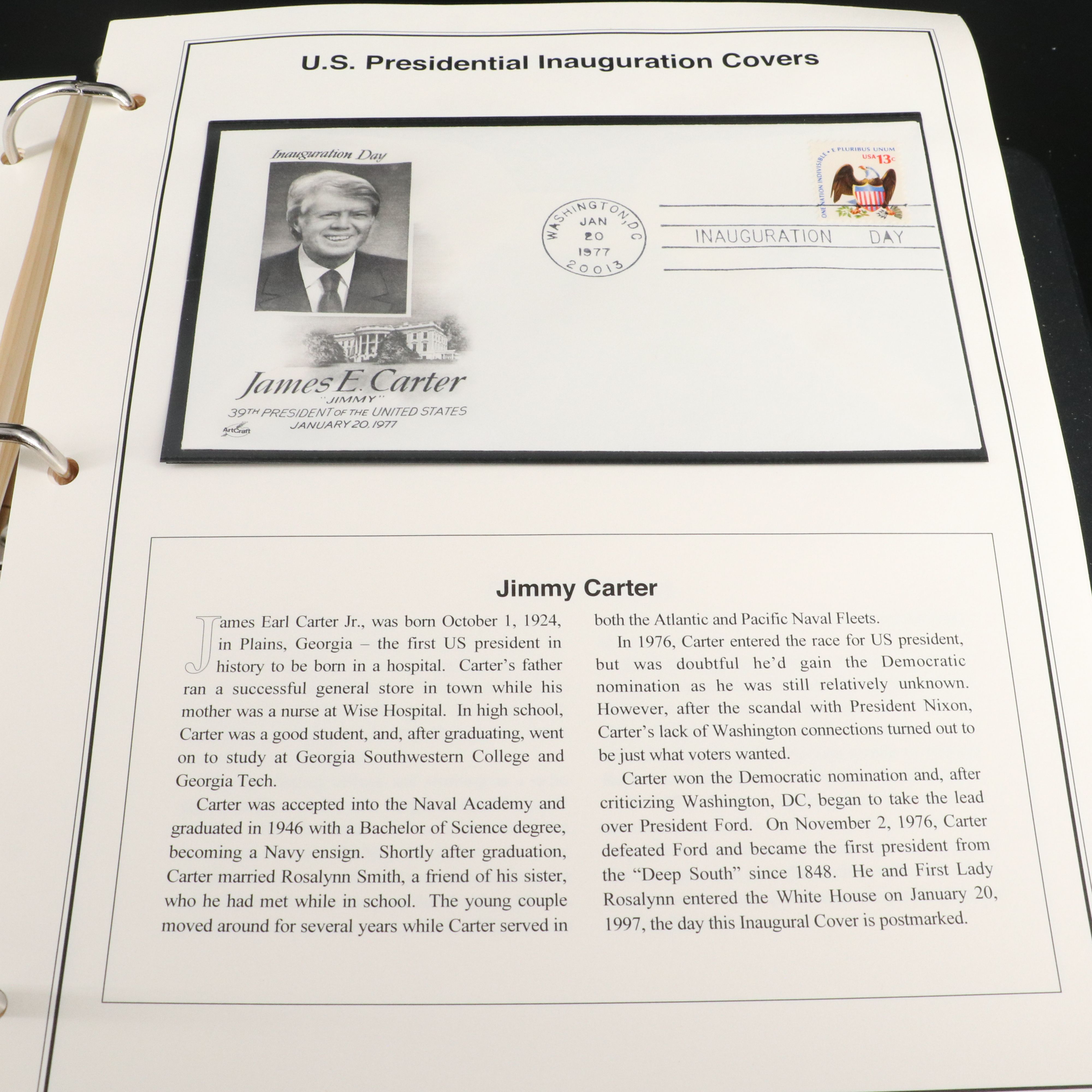 "The Presidential Inaugural Collection" Postal Cover and Stamp Album