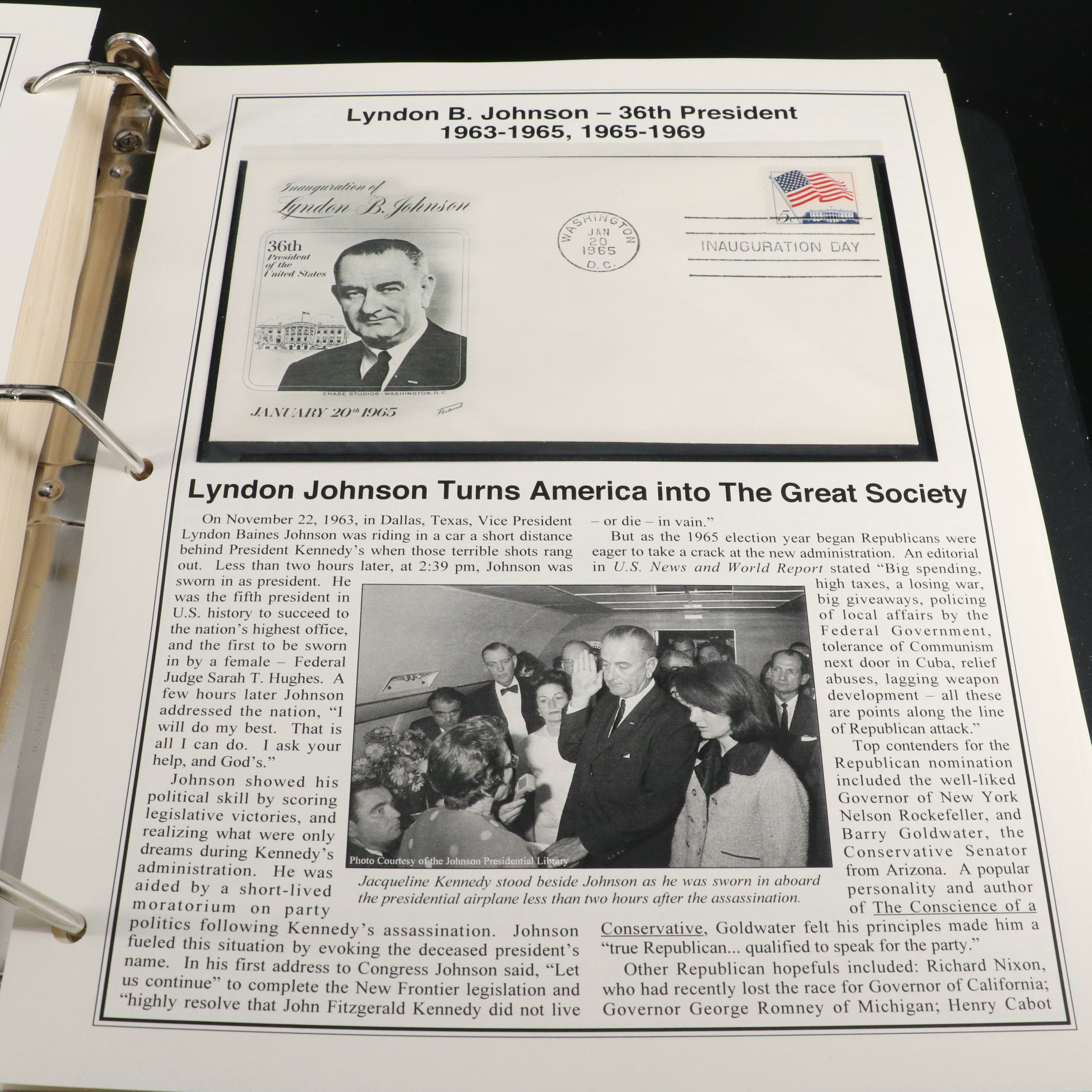 "The Presidential Inaugural Collection" Postal Cover and Stamp Album