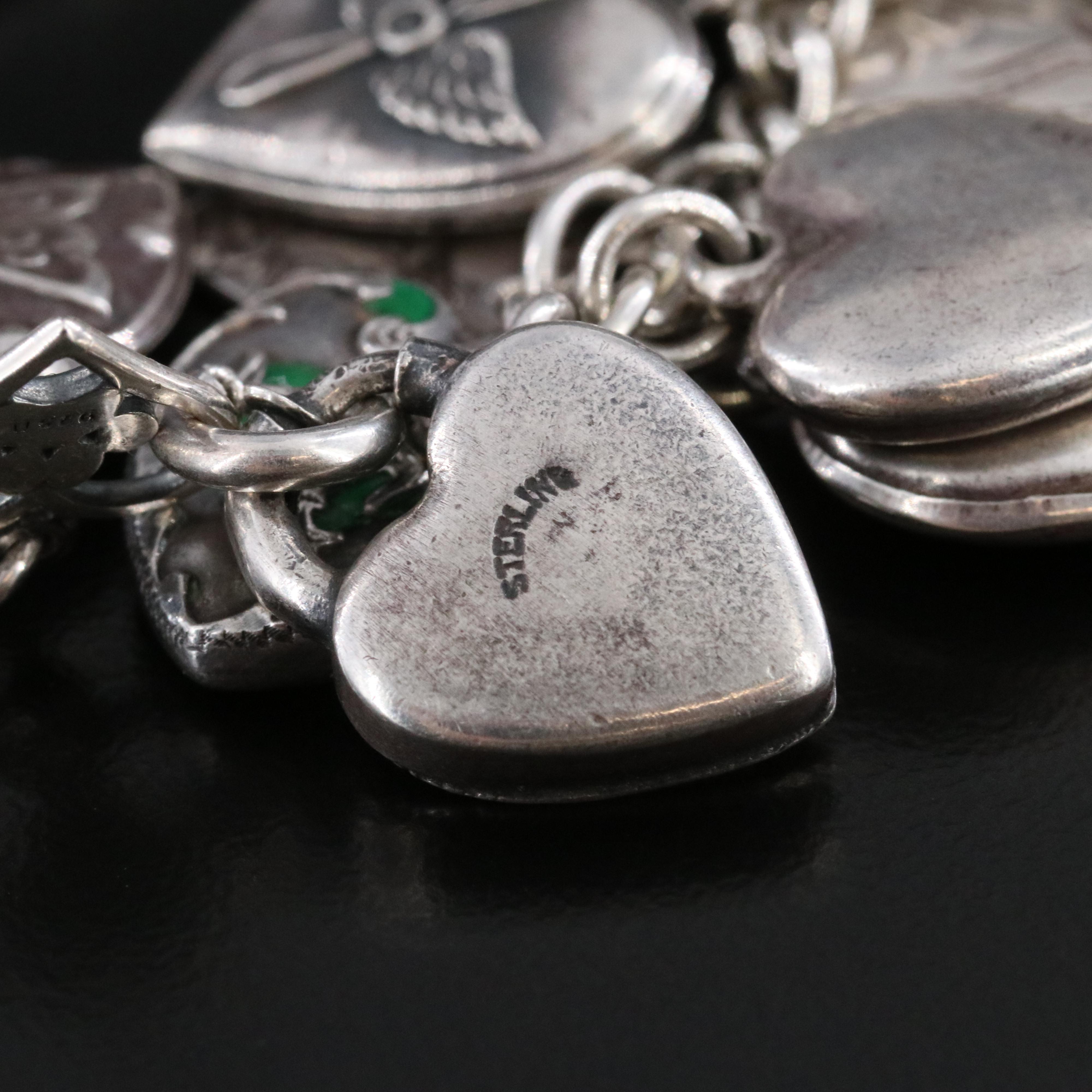 Vintage Sterling Puff Heart Bracelet
