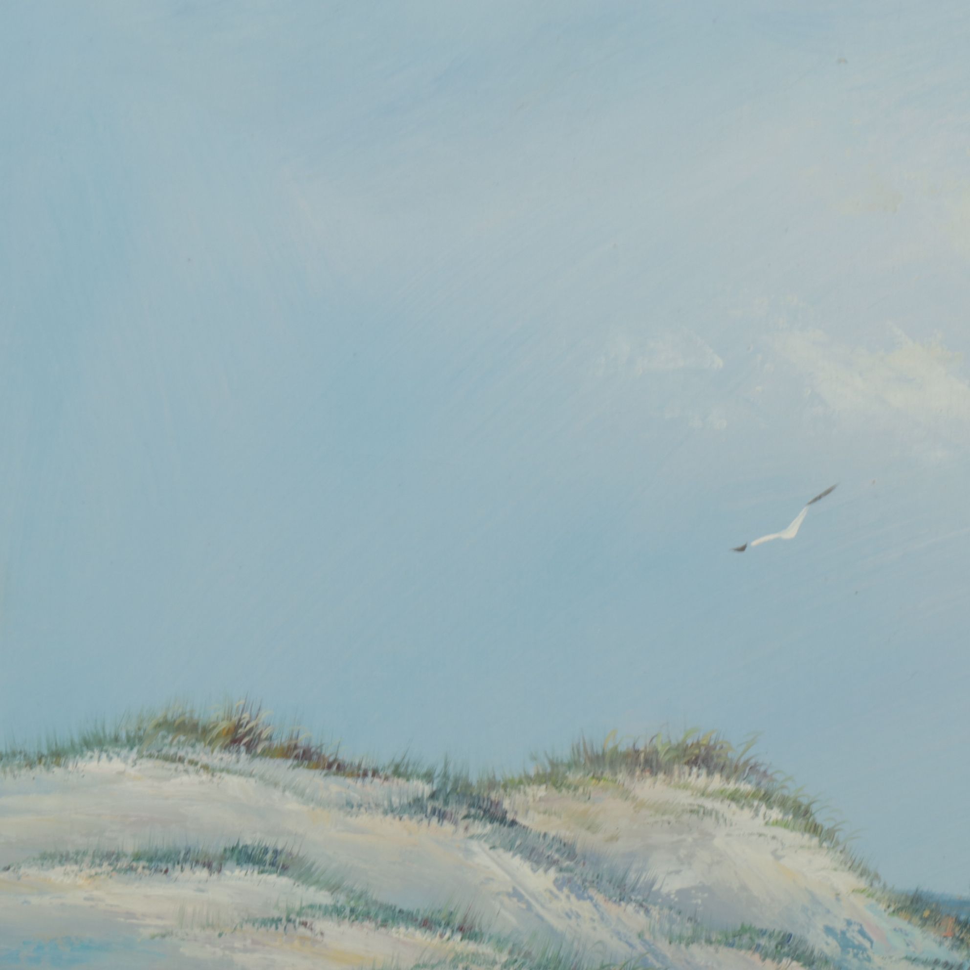 Thomas Patsel Colored Beach Scene of Women Peering Out to Open Seas