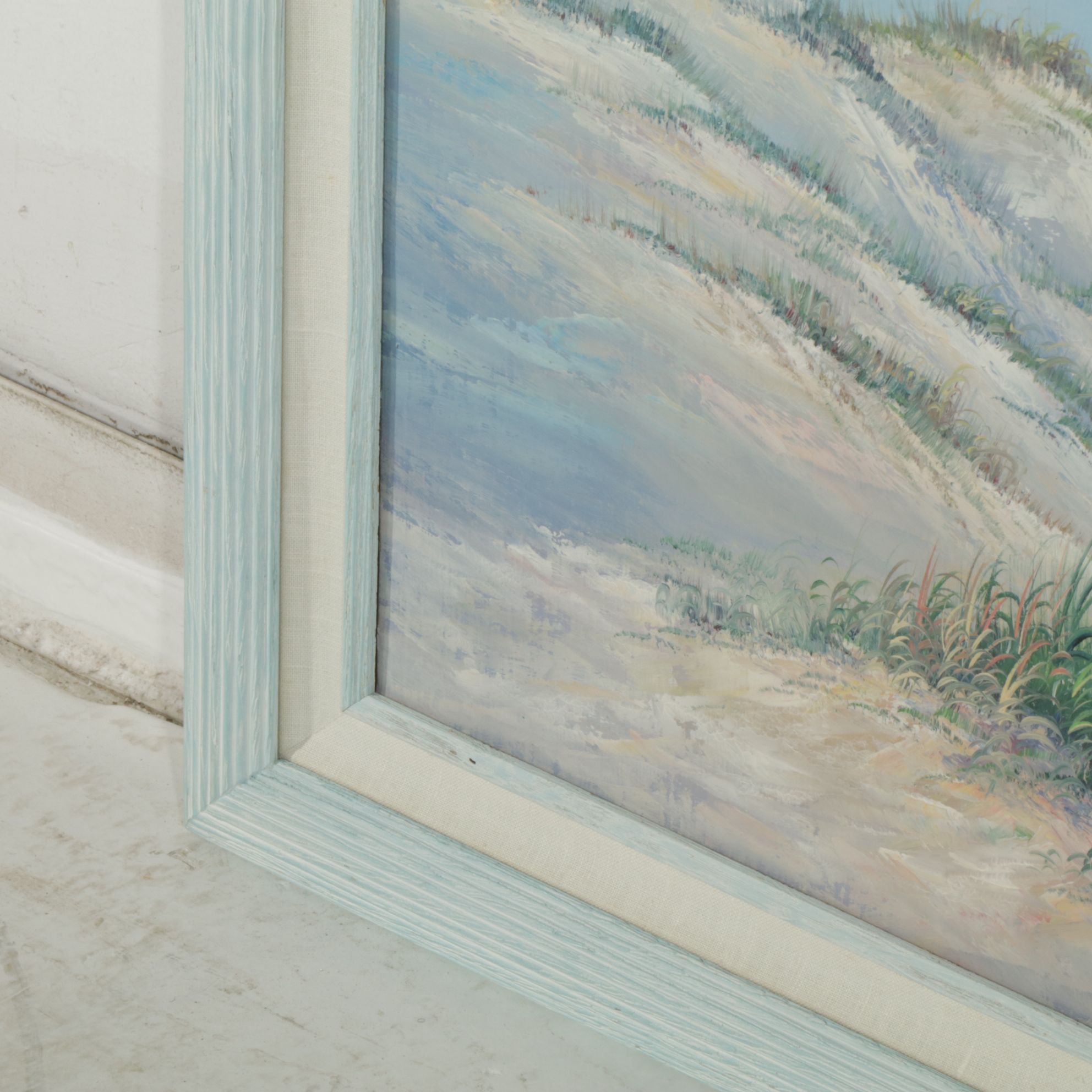 Thomas Patsel Colored Beach Scene of Women Peering Out to Open Seas