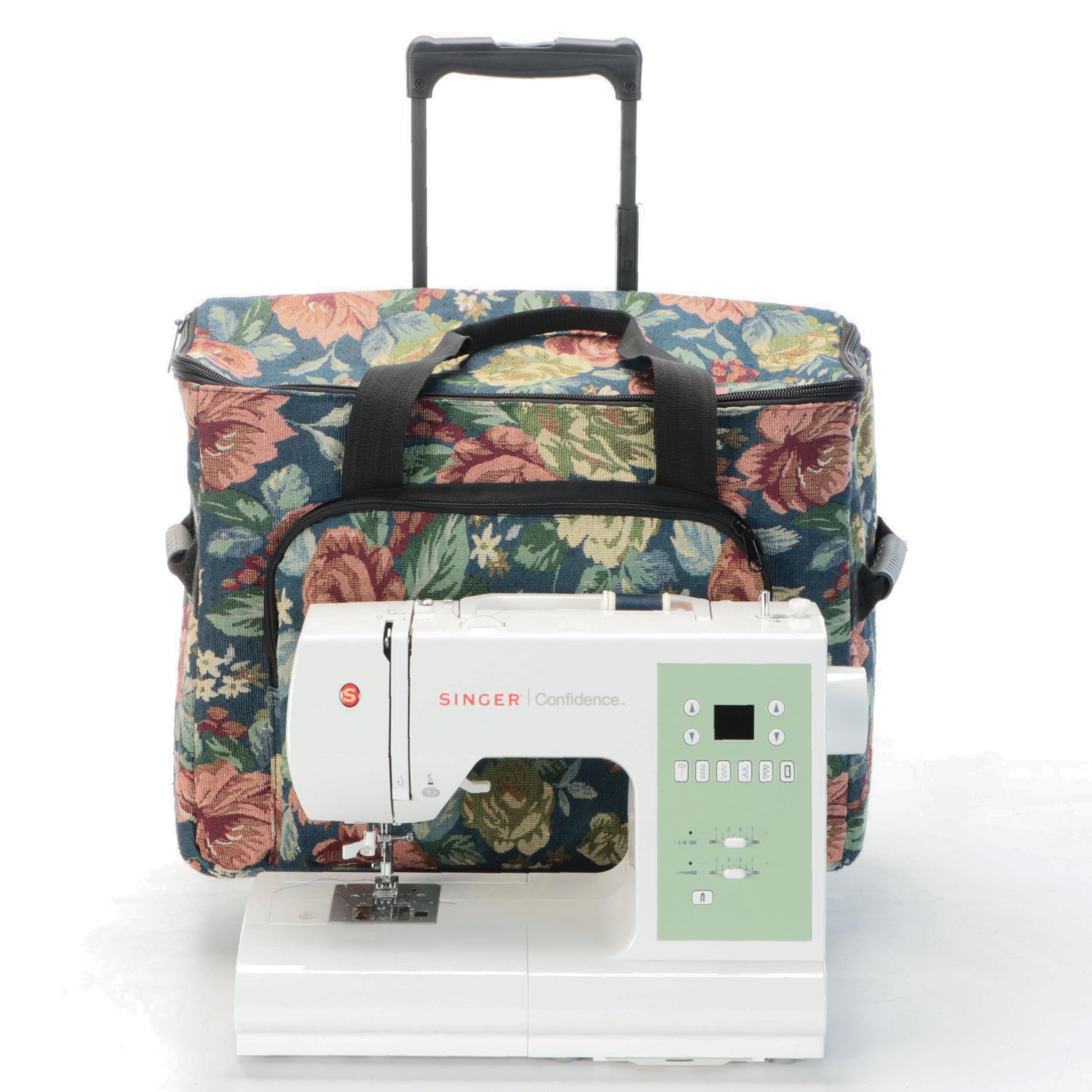 Singer "Confidence" Sewing Machine with Tapestry Wheeled Carry Case