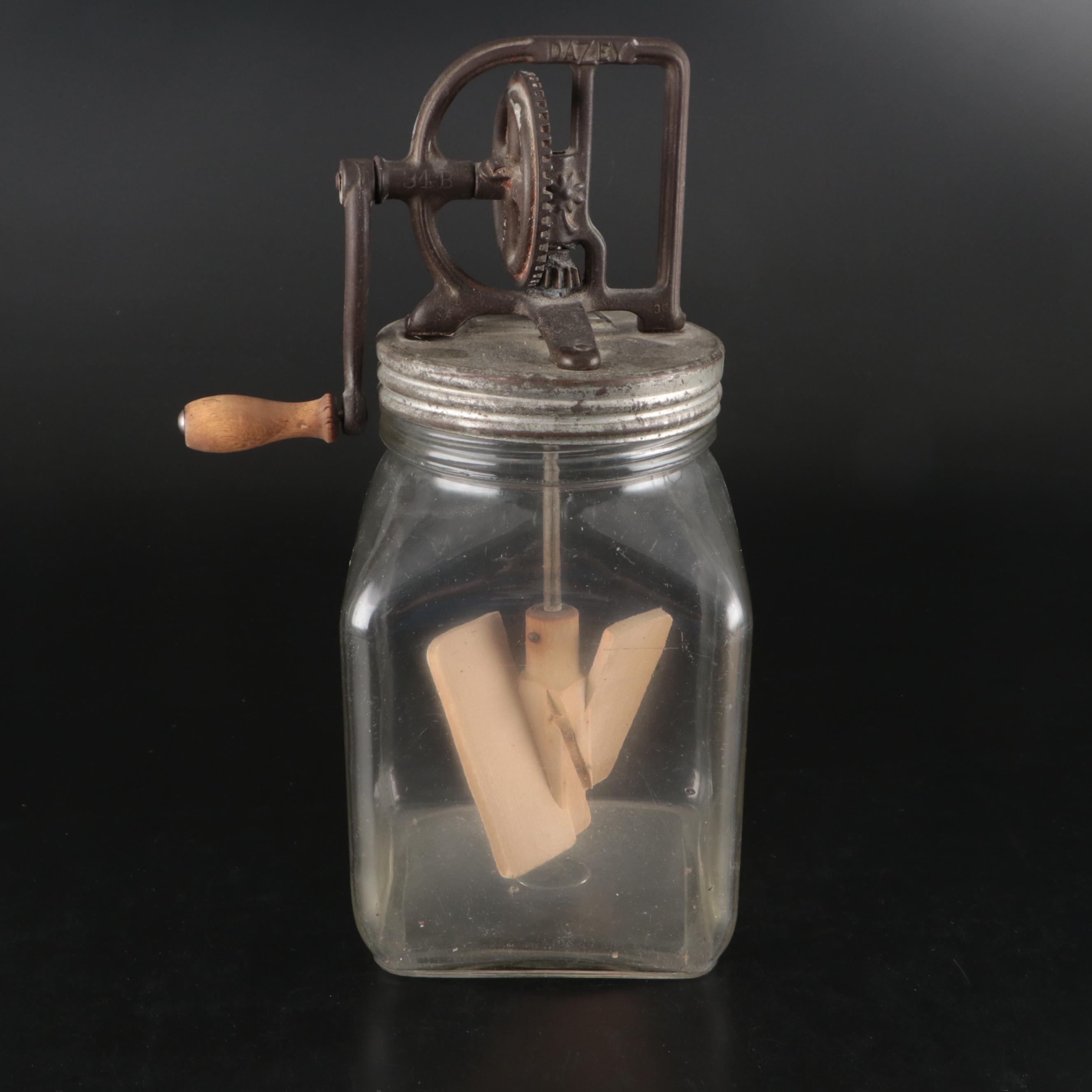 Dazey Butter Churn No. 40 with Glass Milk Bottle and Jars