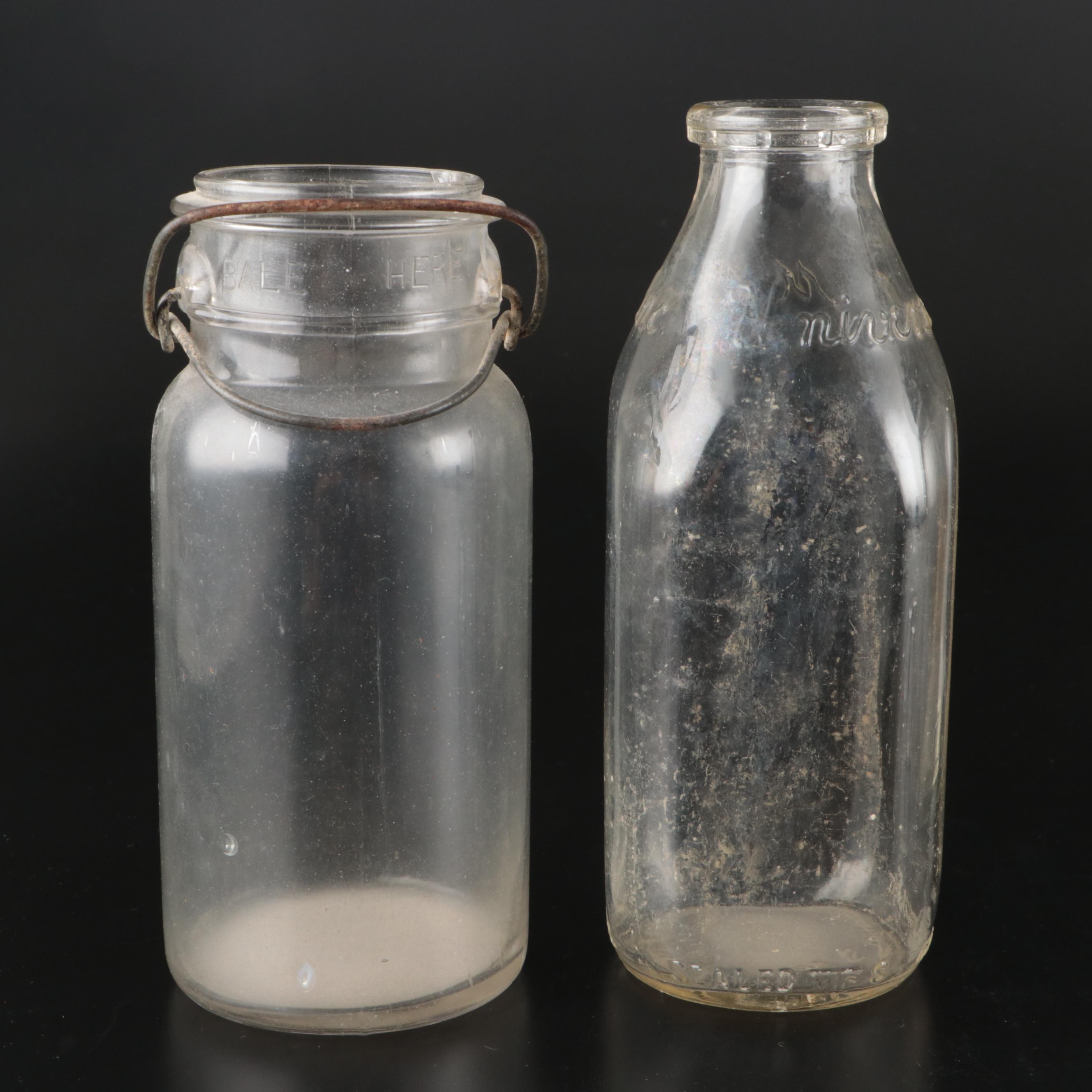 Dazey Butter Churn No. 40 with Glass Milk Bottle and Jars