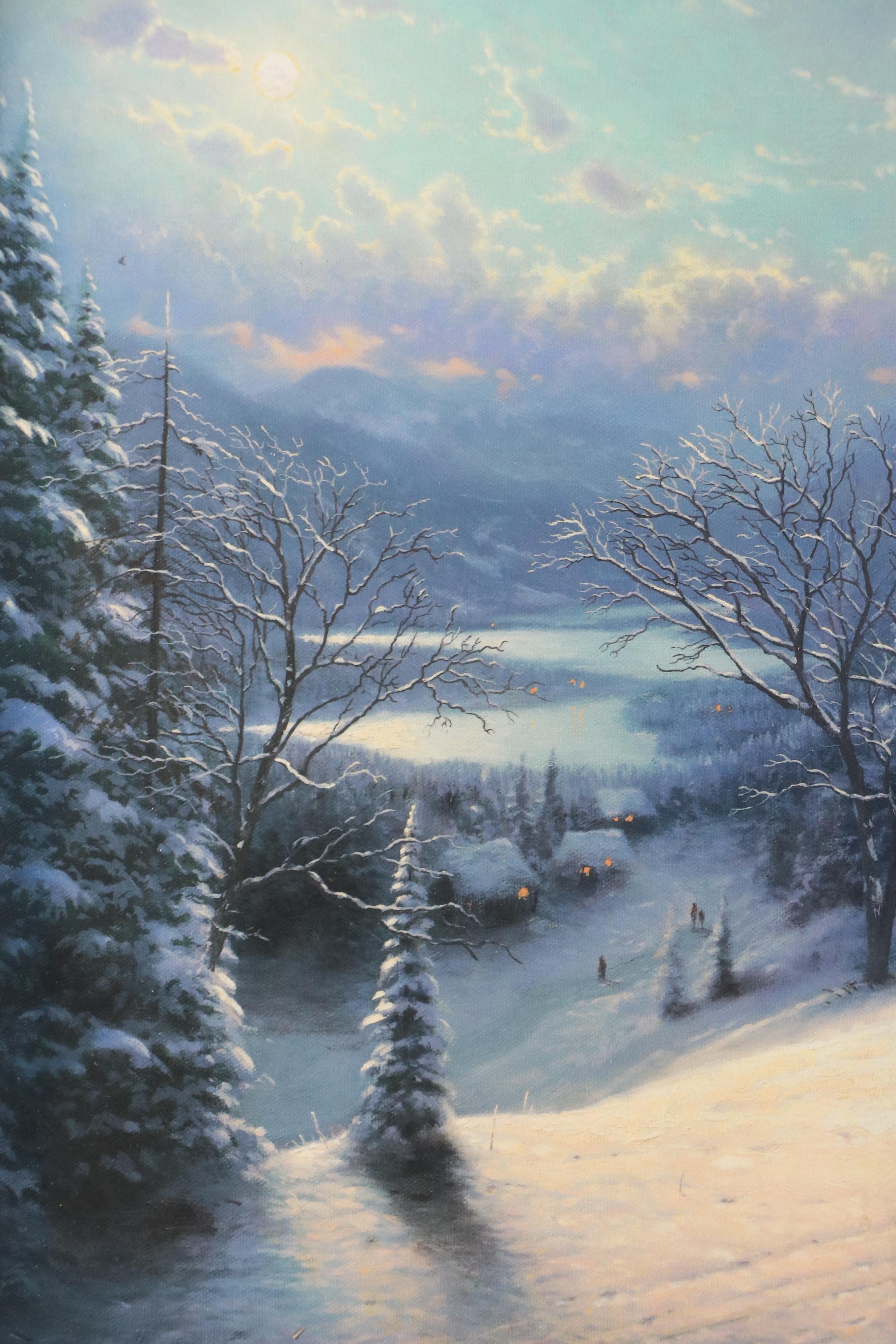 Thomas Kinkade Offset Lithograph "Sunday Evening Sleigh Ride"