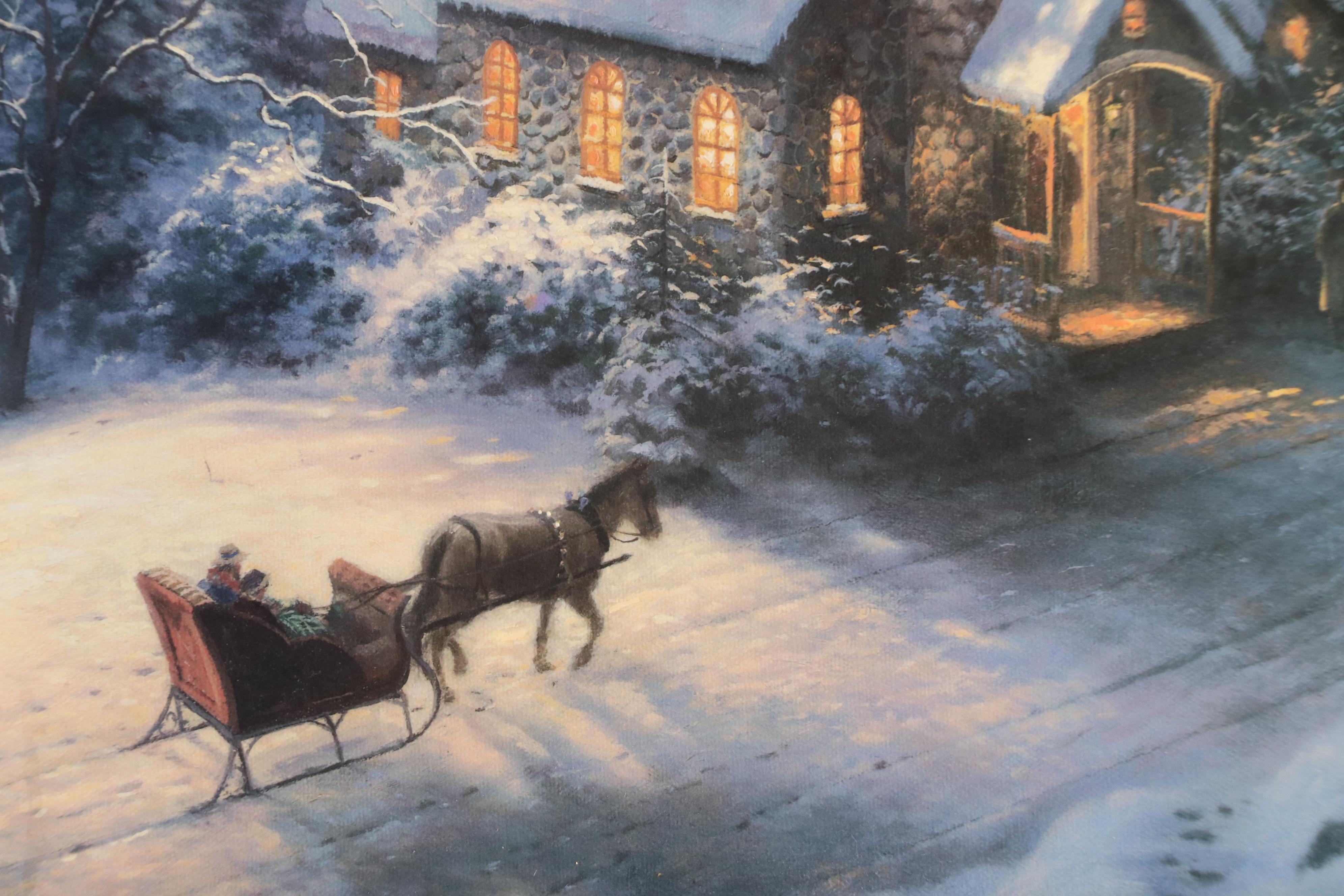 Thomas Kinkade Offset Lithograph "Sunday Evening Sleigh Ride"