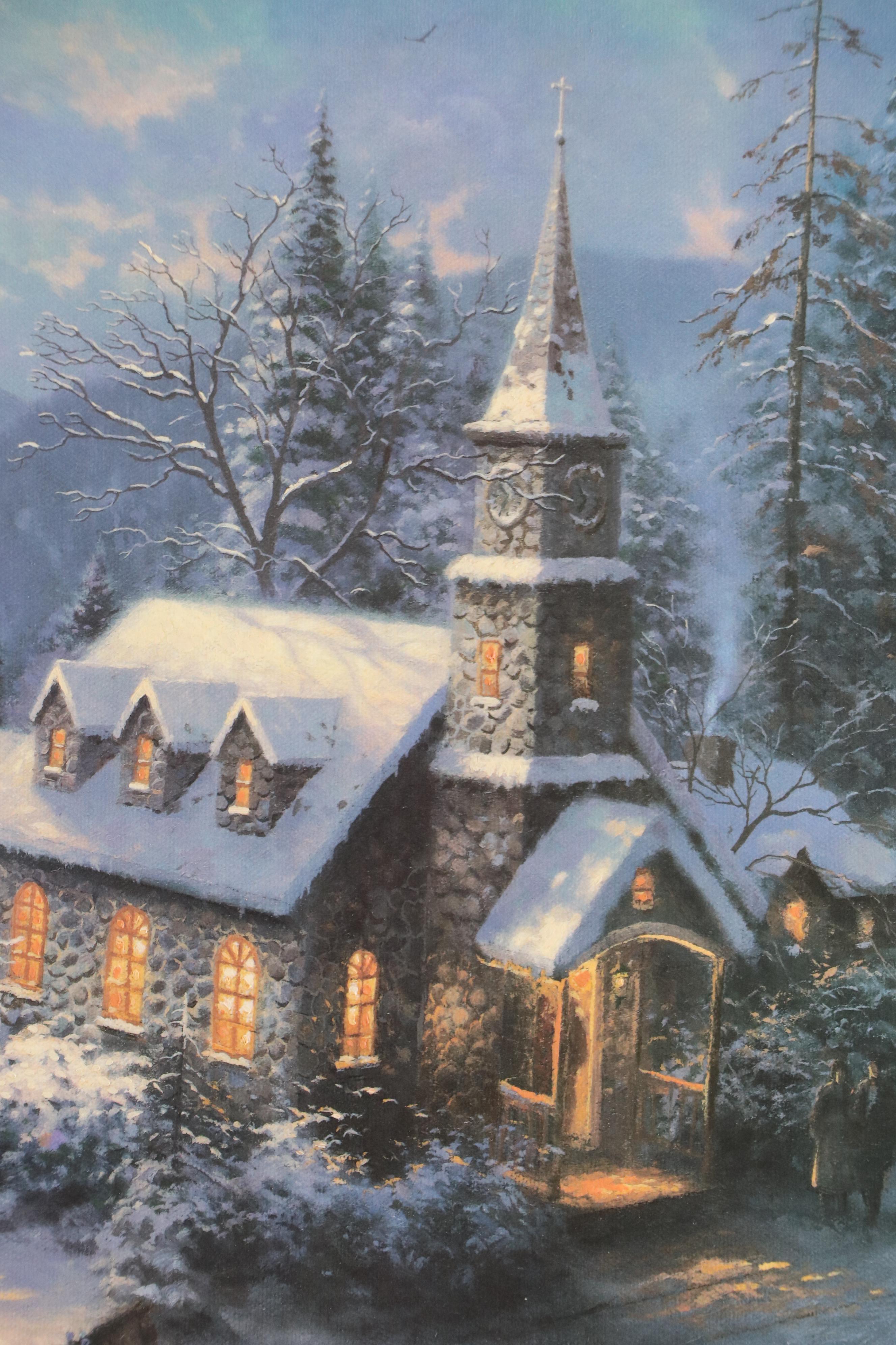 Thomas Kinkade Offset Lithograph "Sunday Evening Sleigh Ride"