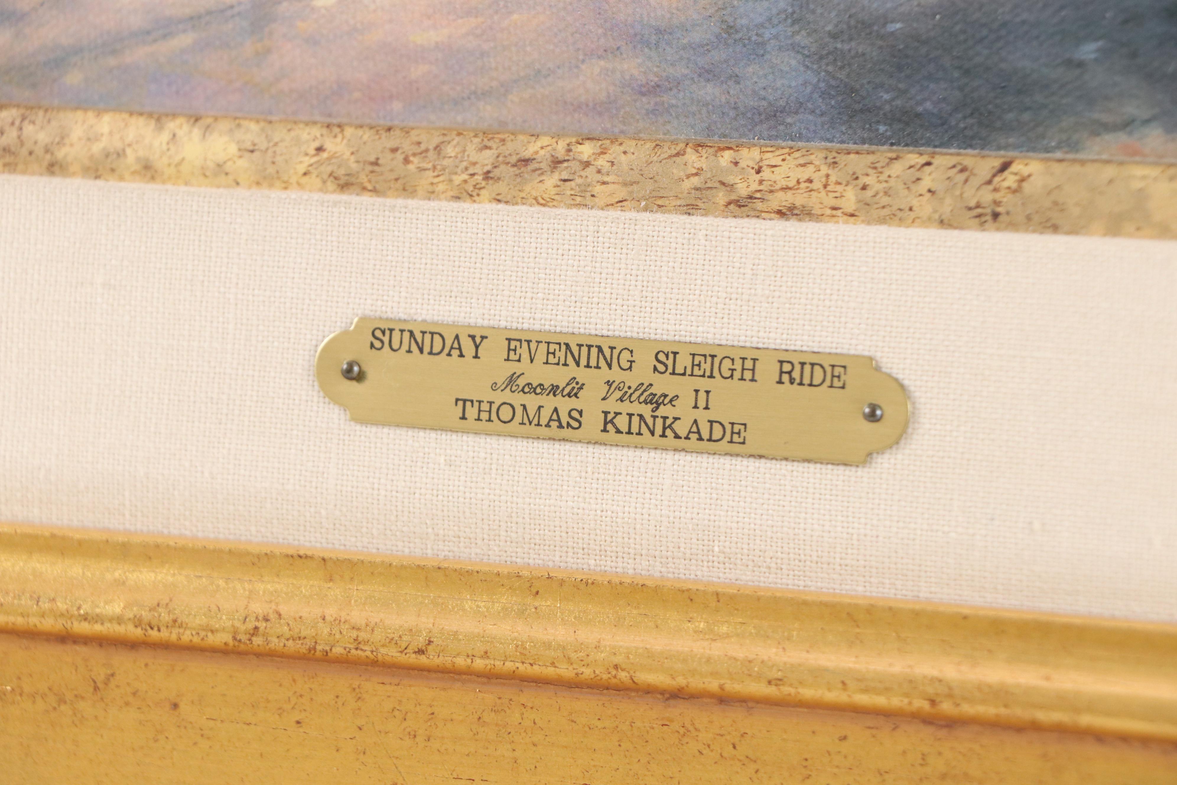 Thomas Kinkade Offset Lithograph "Sunday Evening Sleigh Ride"