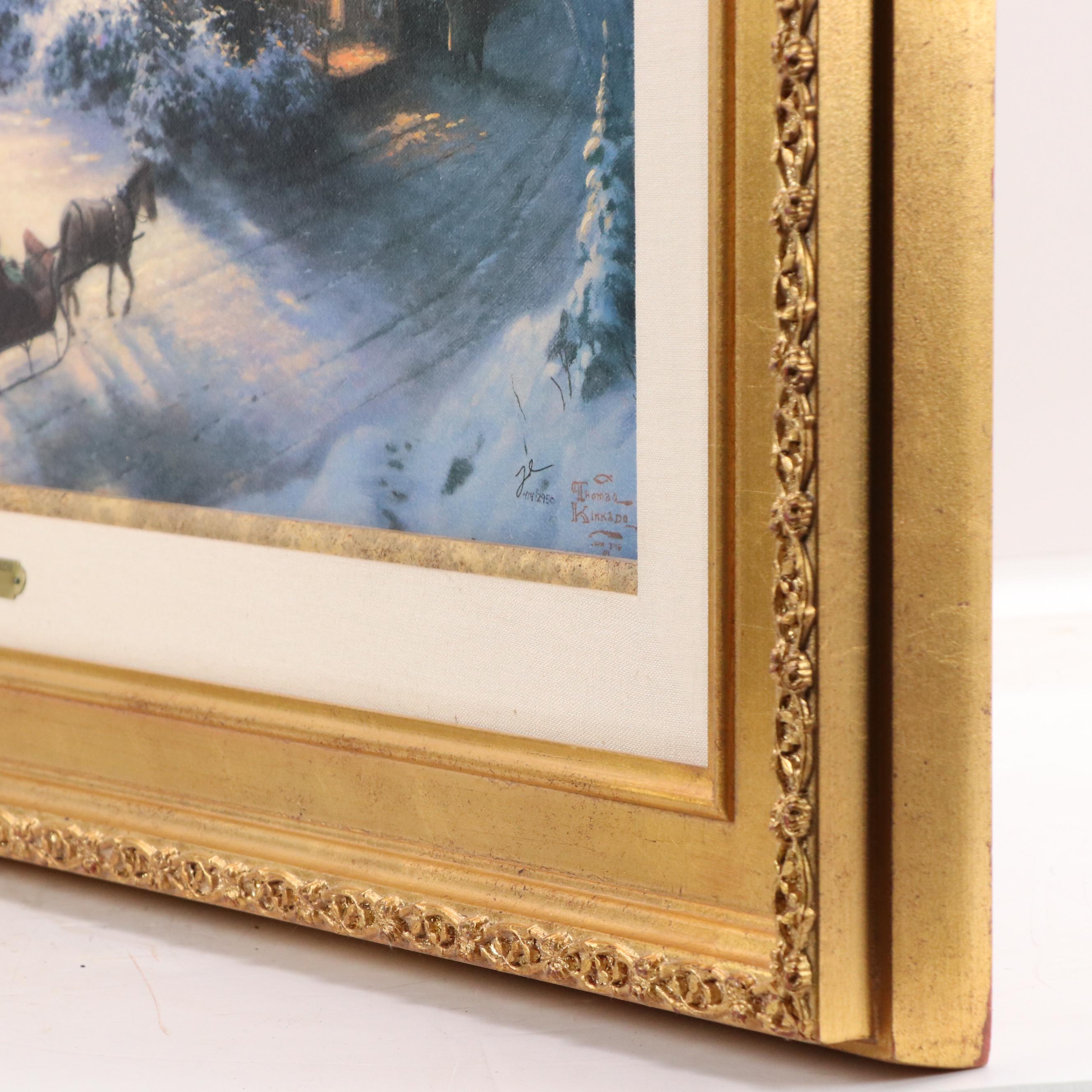 Thomas Kinkade Offset Lithograph "Sunday Evening Sleigh Ride"