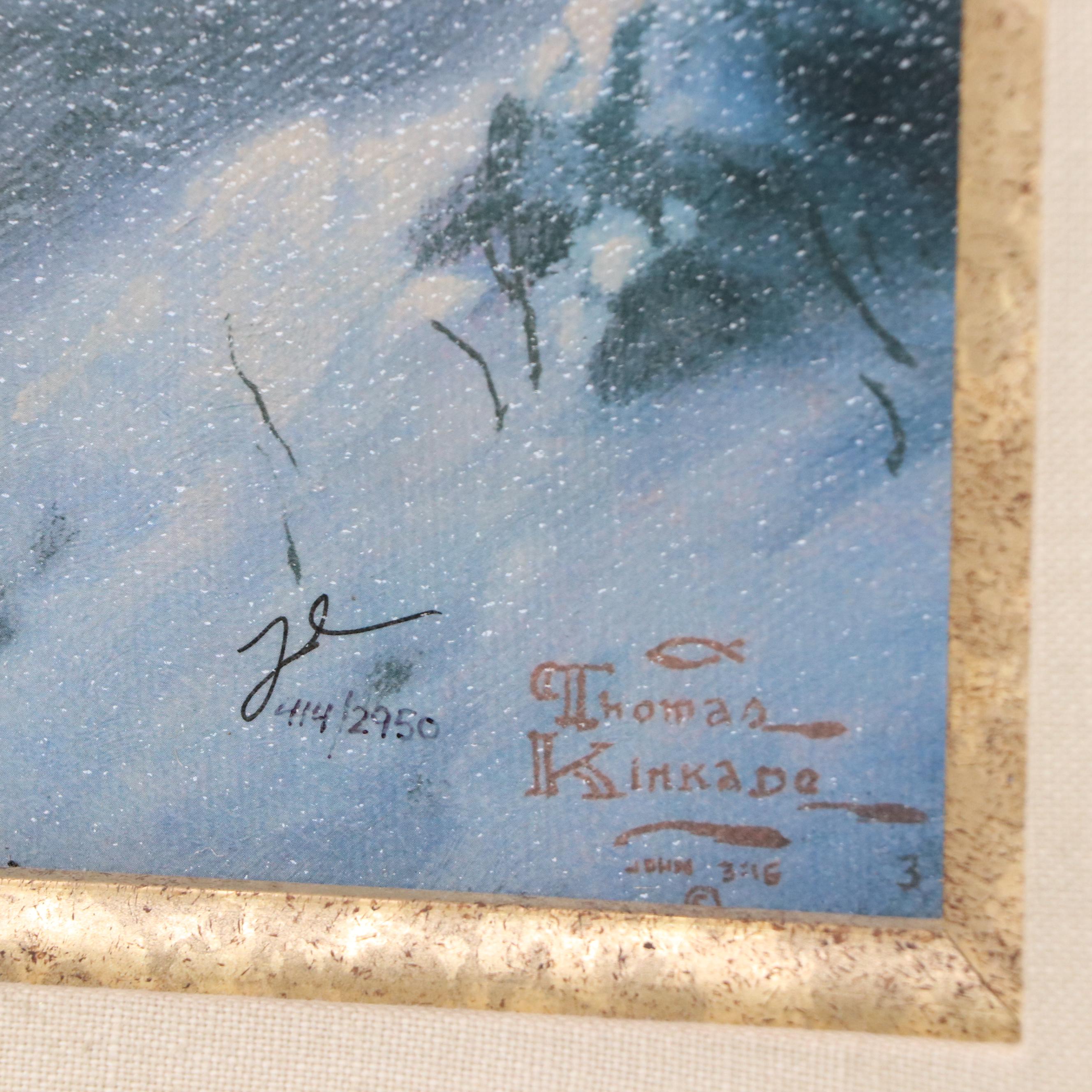 Thomas Kinkade Offset Lithograph "Sunday Evening Sleigh Ride"