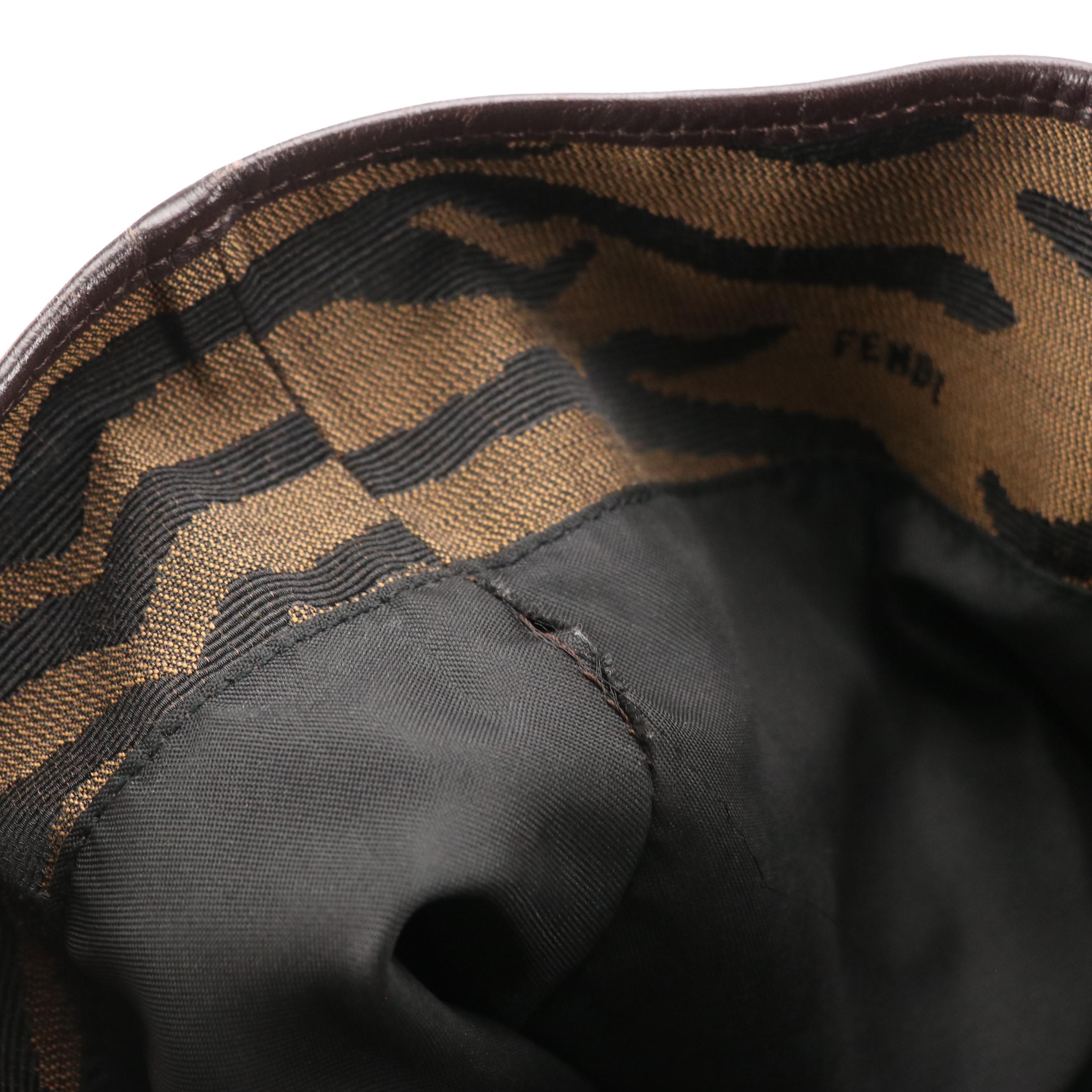 Fendi Tote Bag in Zebra Nylon Jacquard and Brown Leather Trim