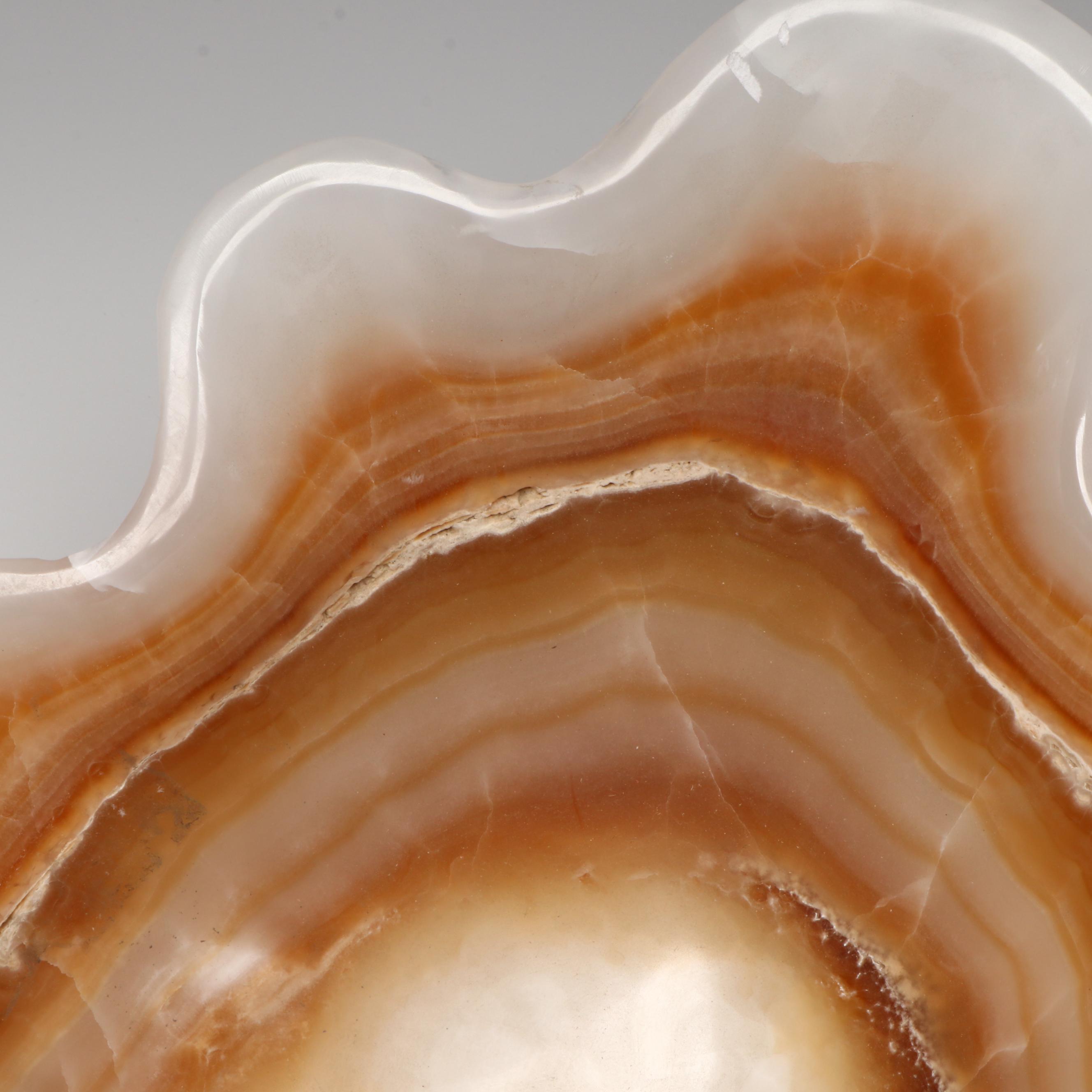 Hand-Carved Banded Calcite Freeform Centerpiece Bowl