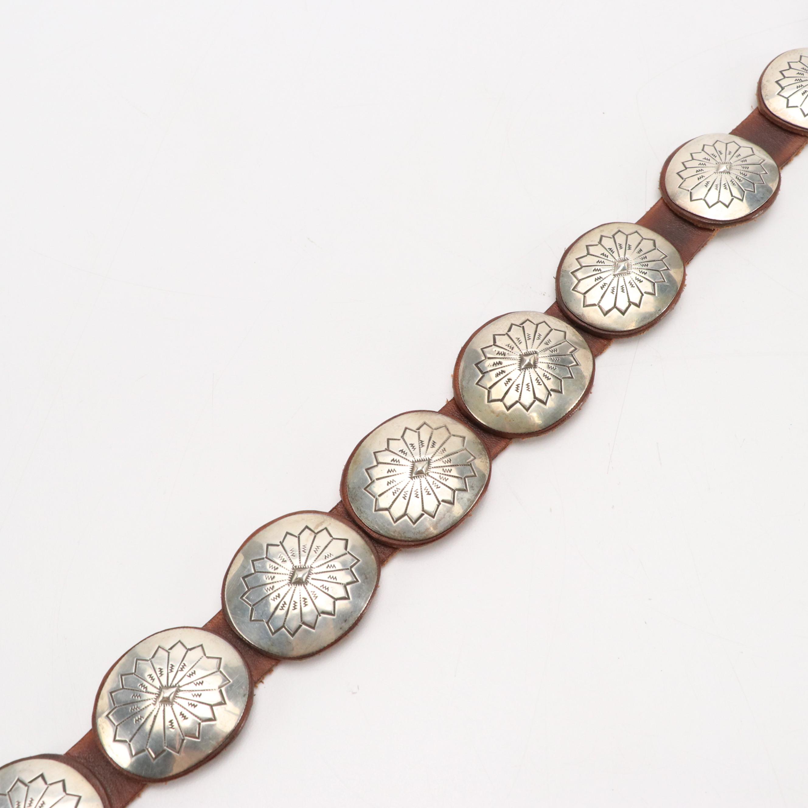 Southwestern Sterling Concho Belt