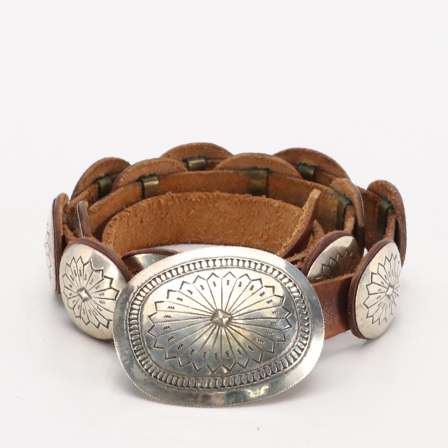 Southwestern Sterling Concho Belt