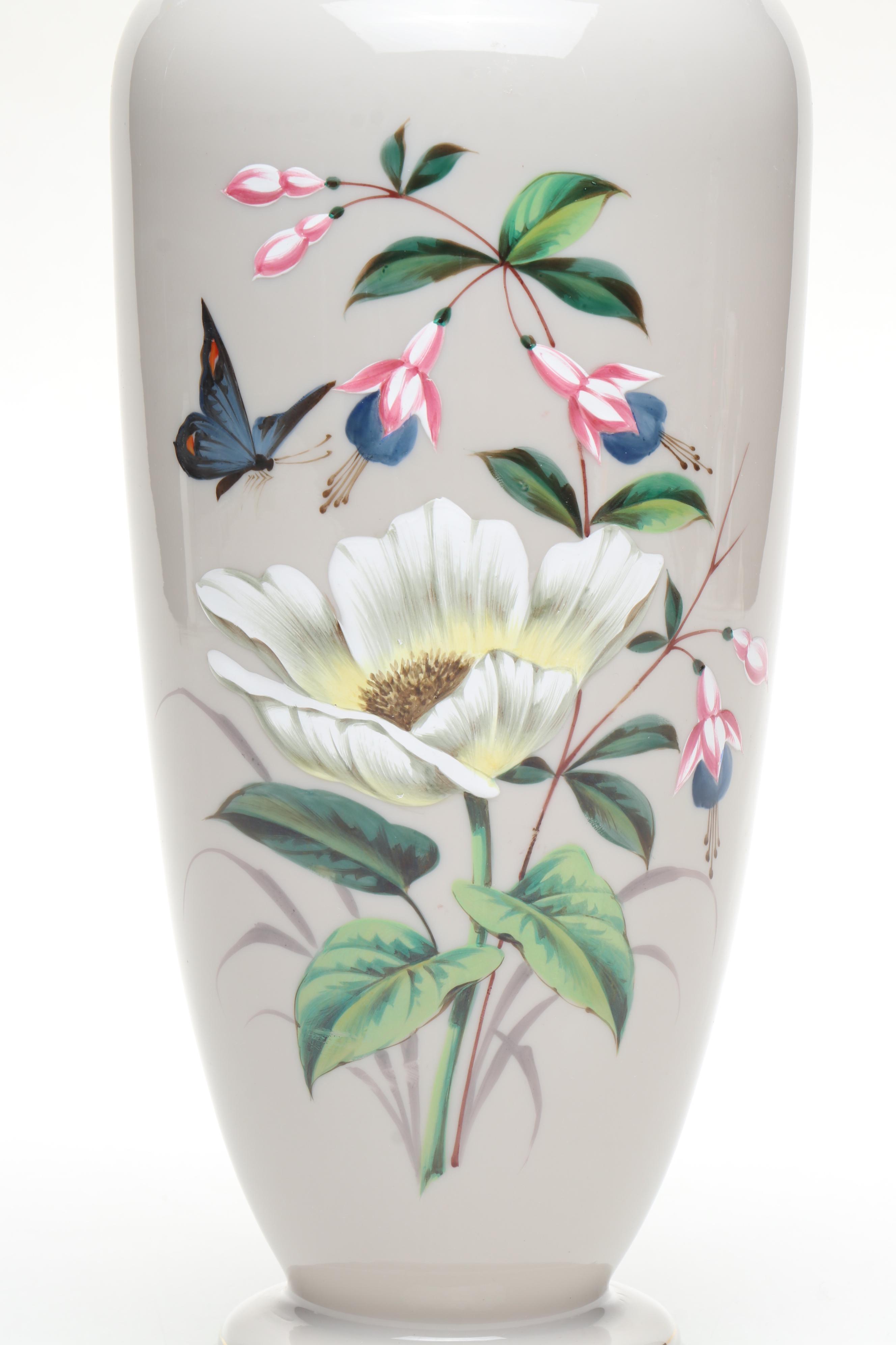 Hand-Painted Floral Glass Vase
