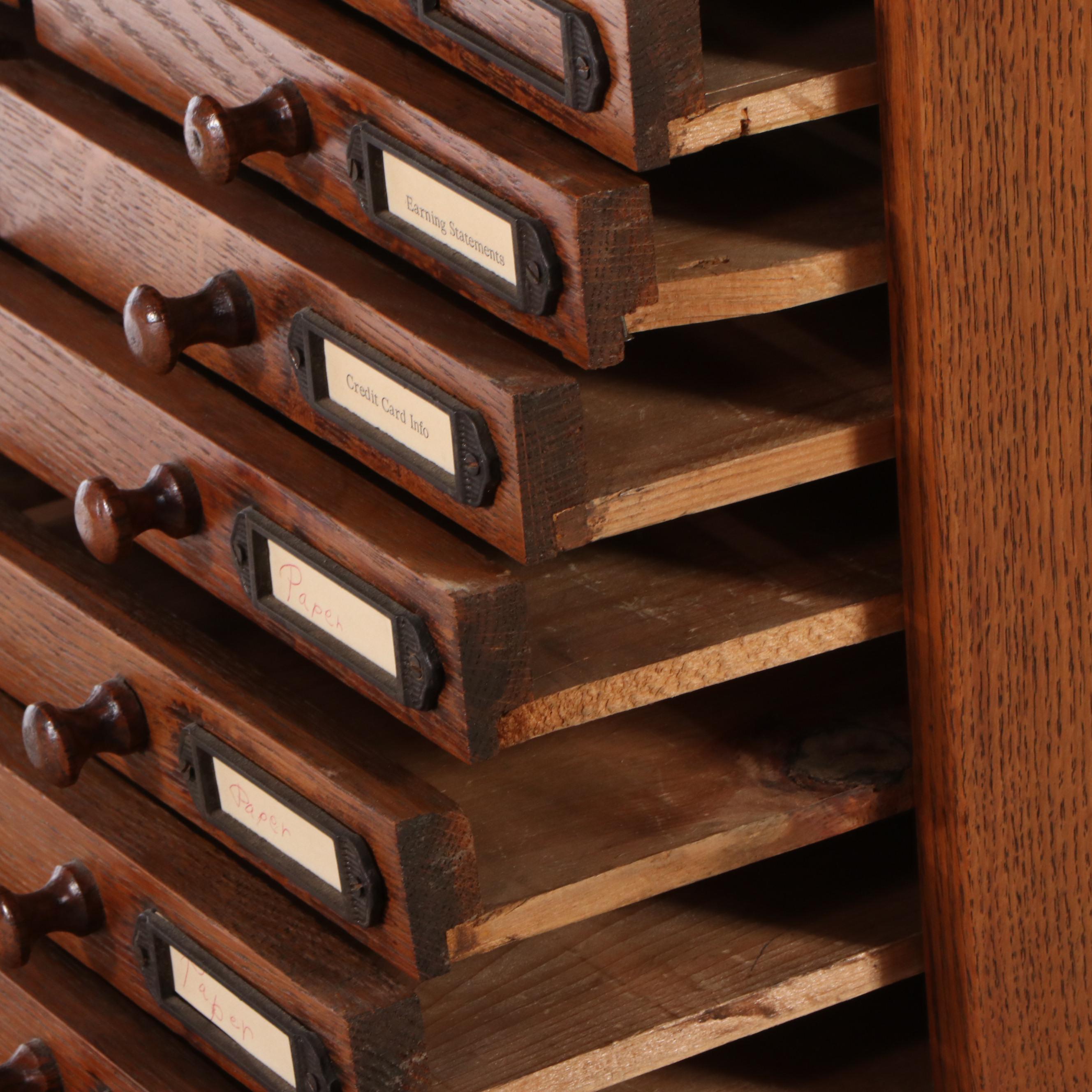 Antique Oak Flat File Cabinet