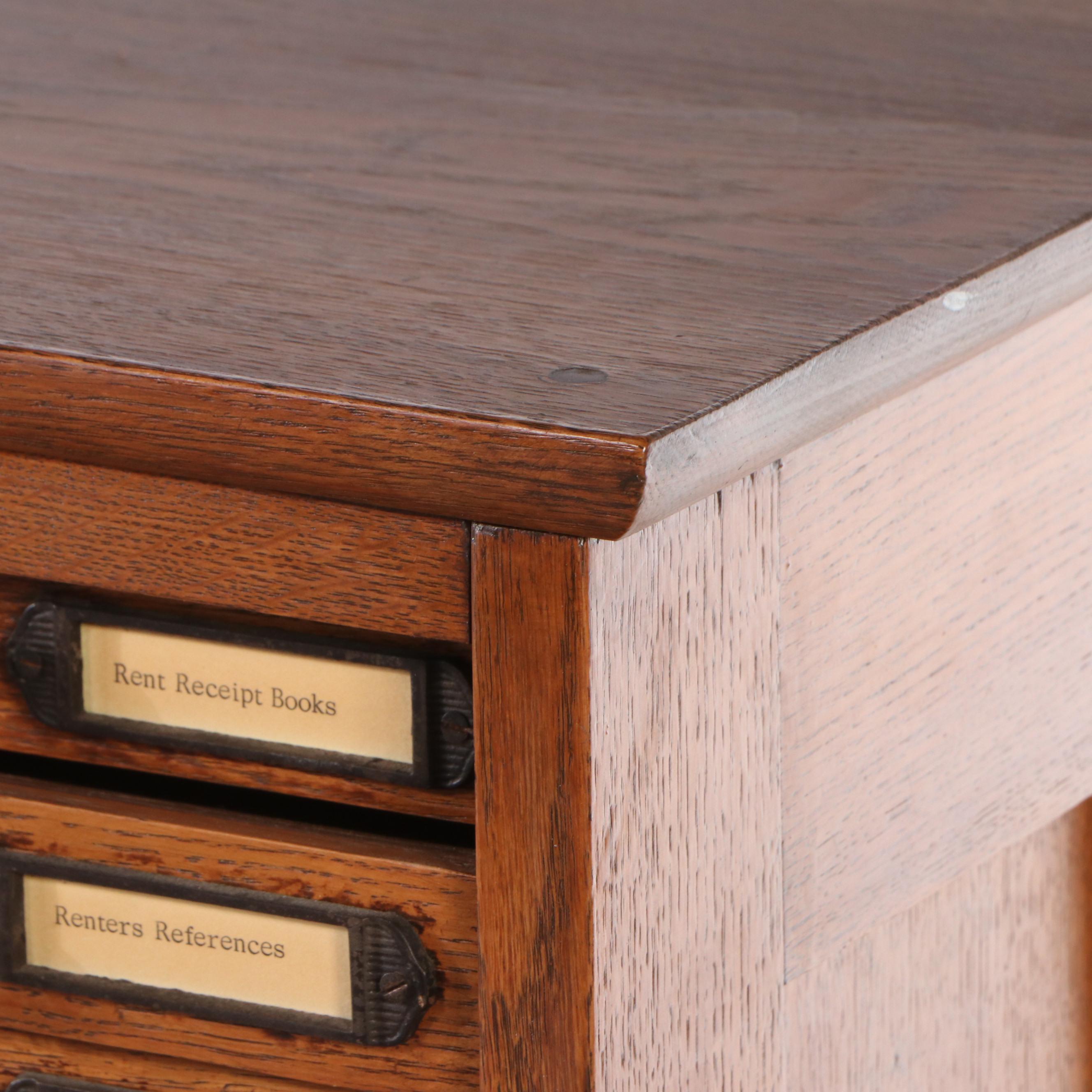 Antique Oak Flat File Cabinet