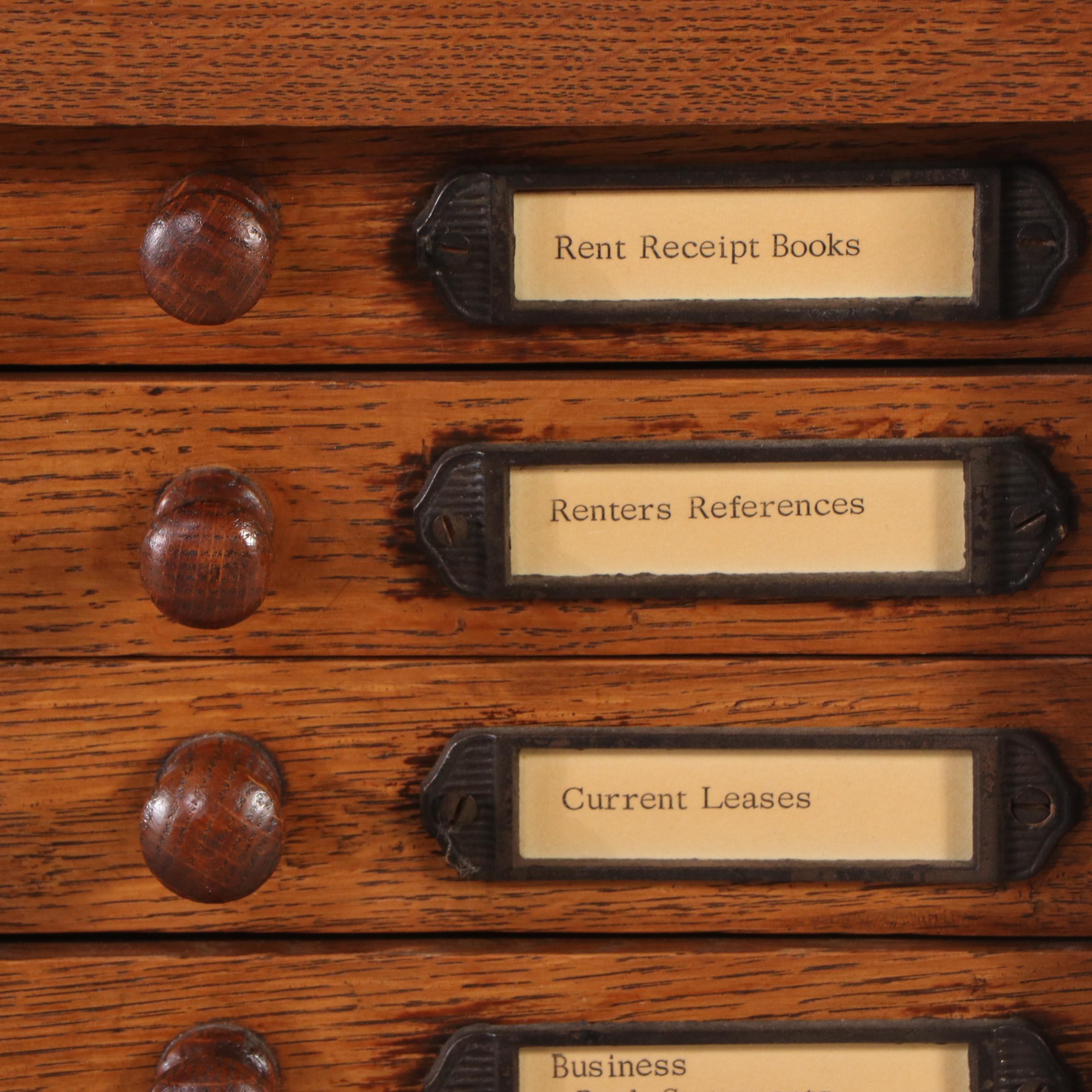 Antique Oak Flat File Cabinet