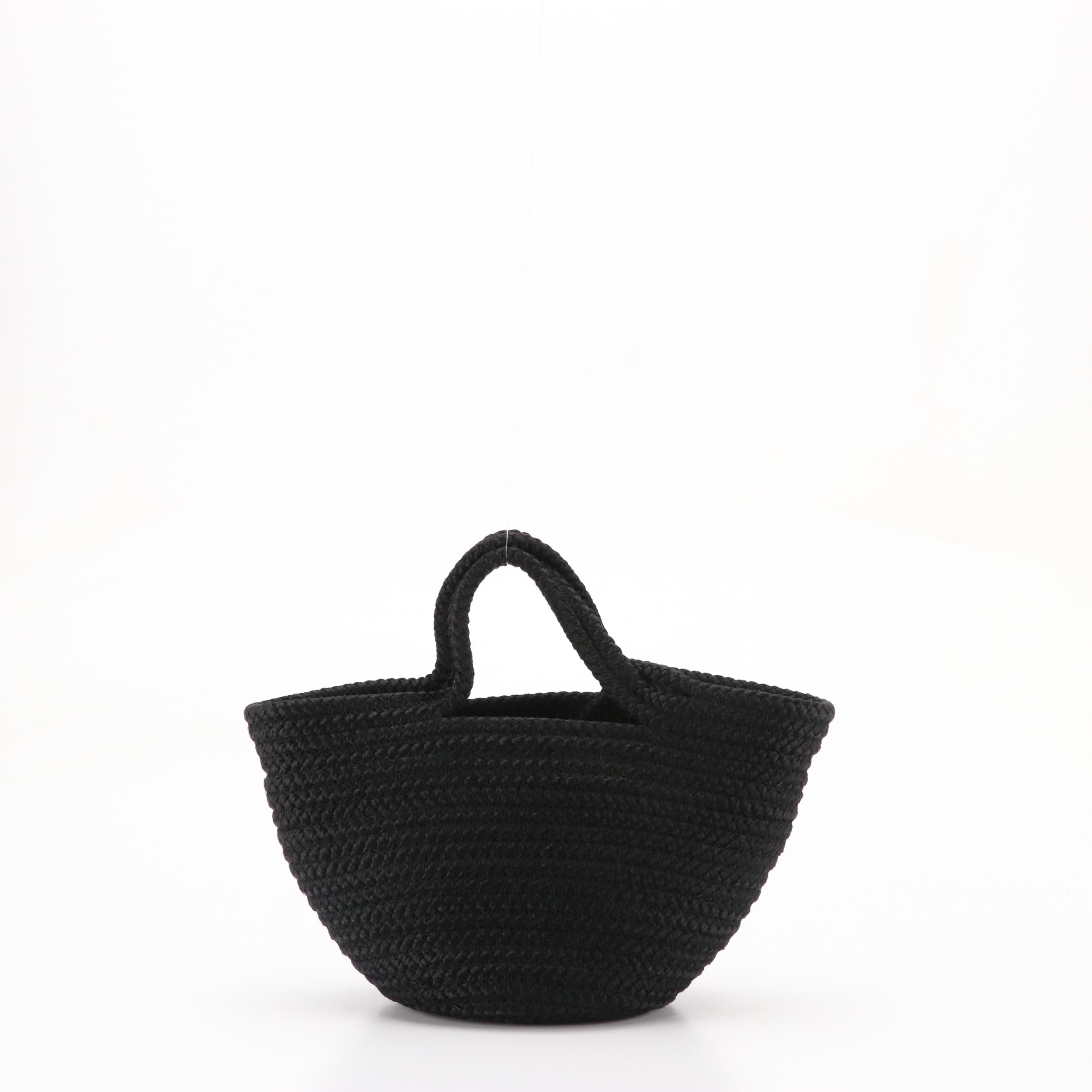 Balenciaga Ibiza Two-Way Basket Bag in Black Woven Nylon and Leather Trim