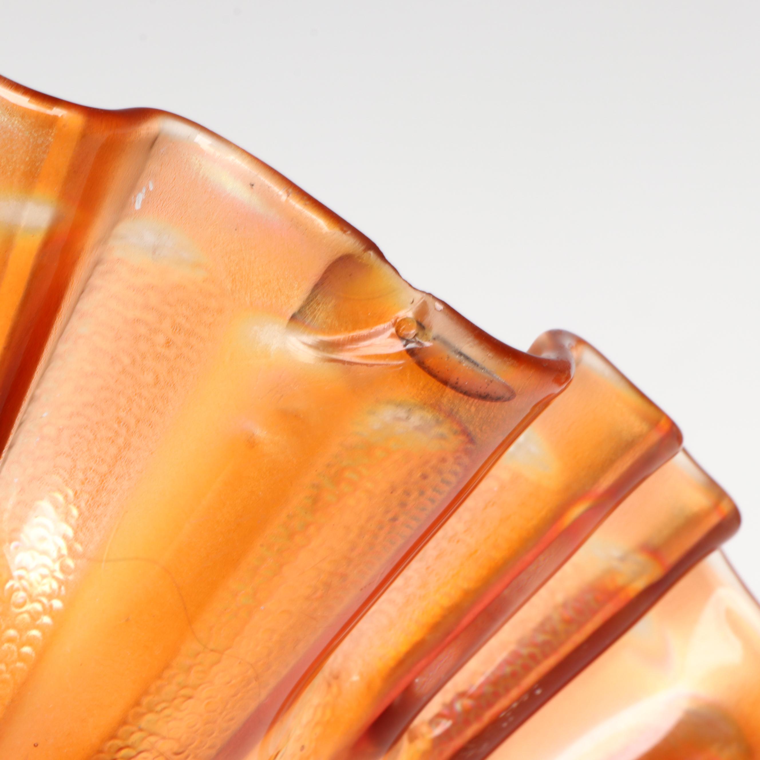 Fenton "Grape and Cable" Ruffled Carnival Glass Dish with More Marigold Bowls