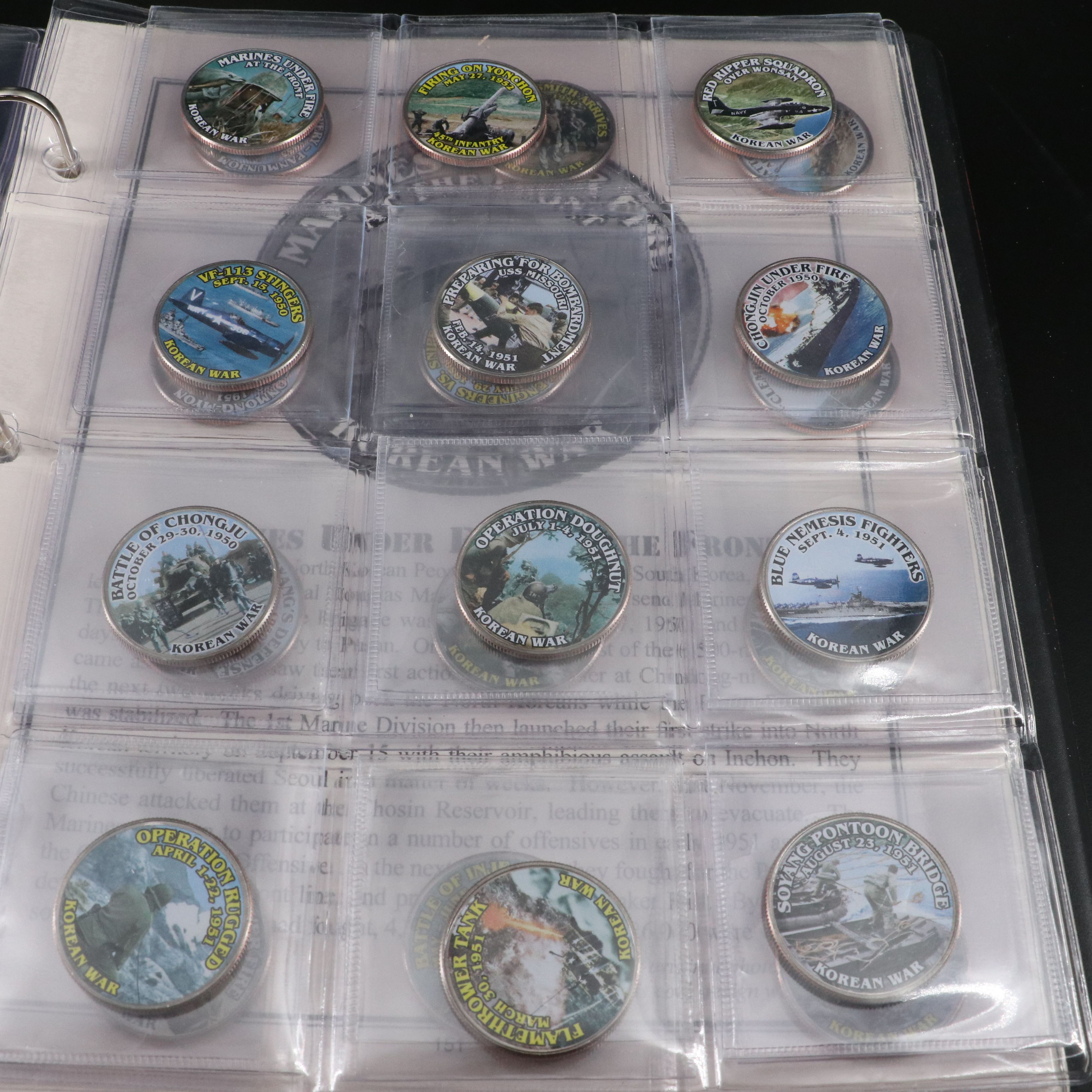 Three Albums of 141 Commemorative Korean War Coins