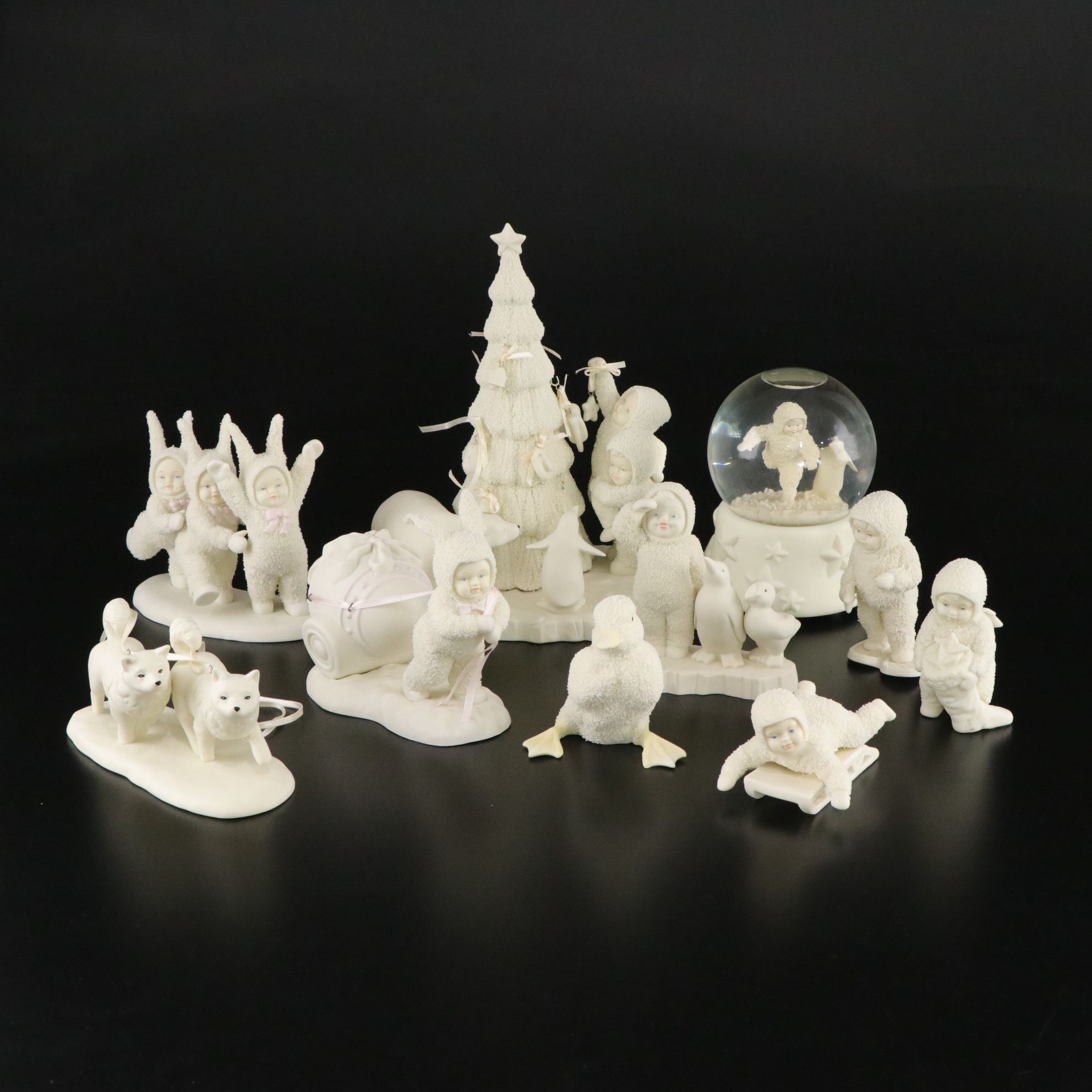 Department 56 Snowbabies "Lift Me Higher" Christmas Tree & More Bisque Figurines