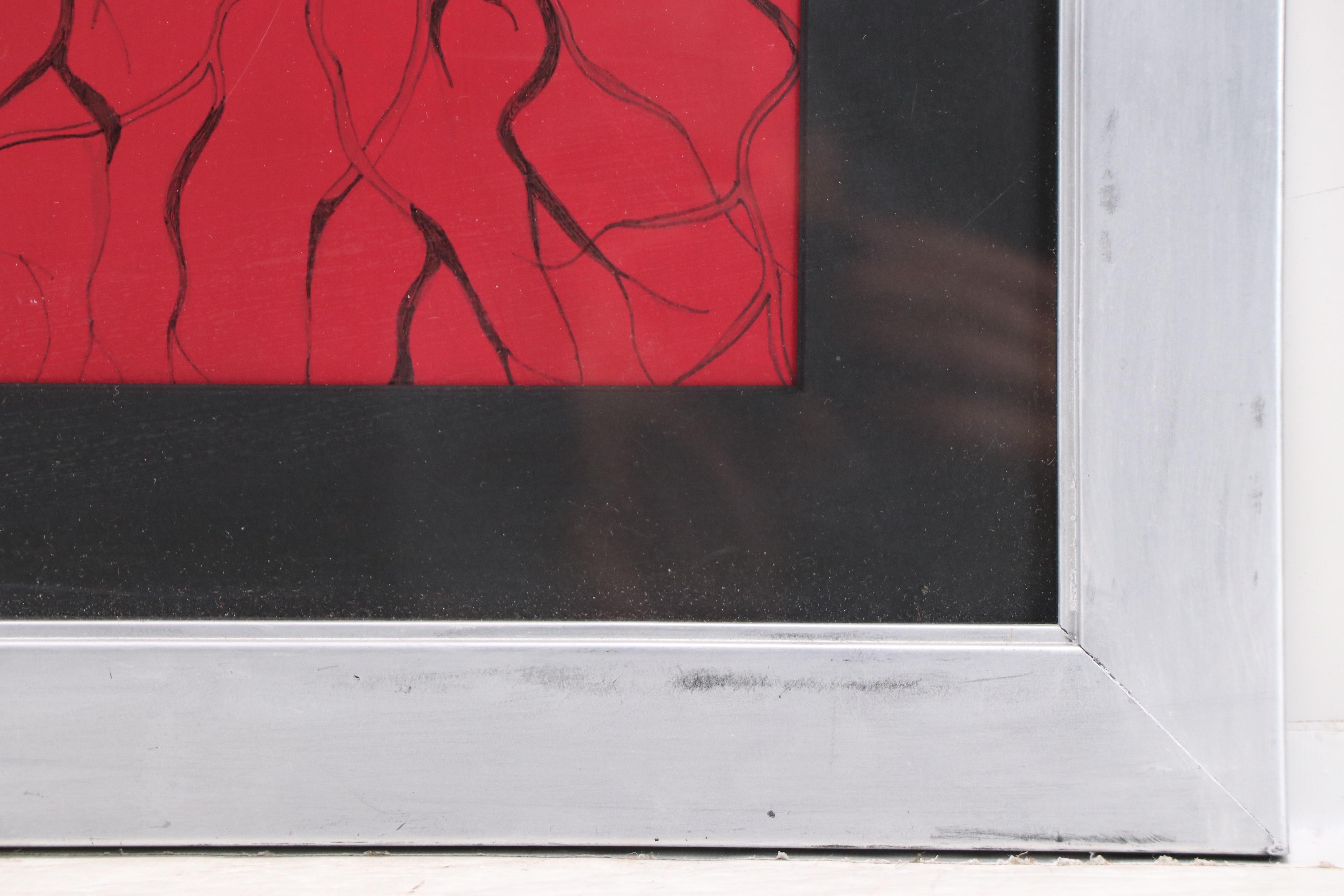 Stylized Mixed Media Painting of White Orchid, Late 20th/21st Century